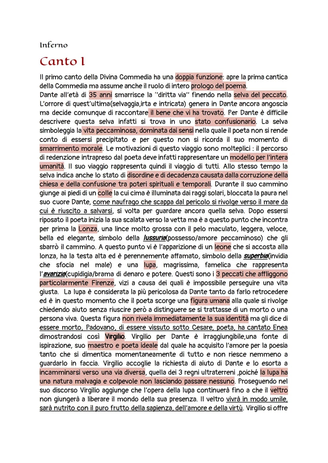 Inferno

Canto l

Il primo canto della Divina Commedia ha una doppia funzione: apre la prima cantica
della Commedia ma assume anche il ruolo