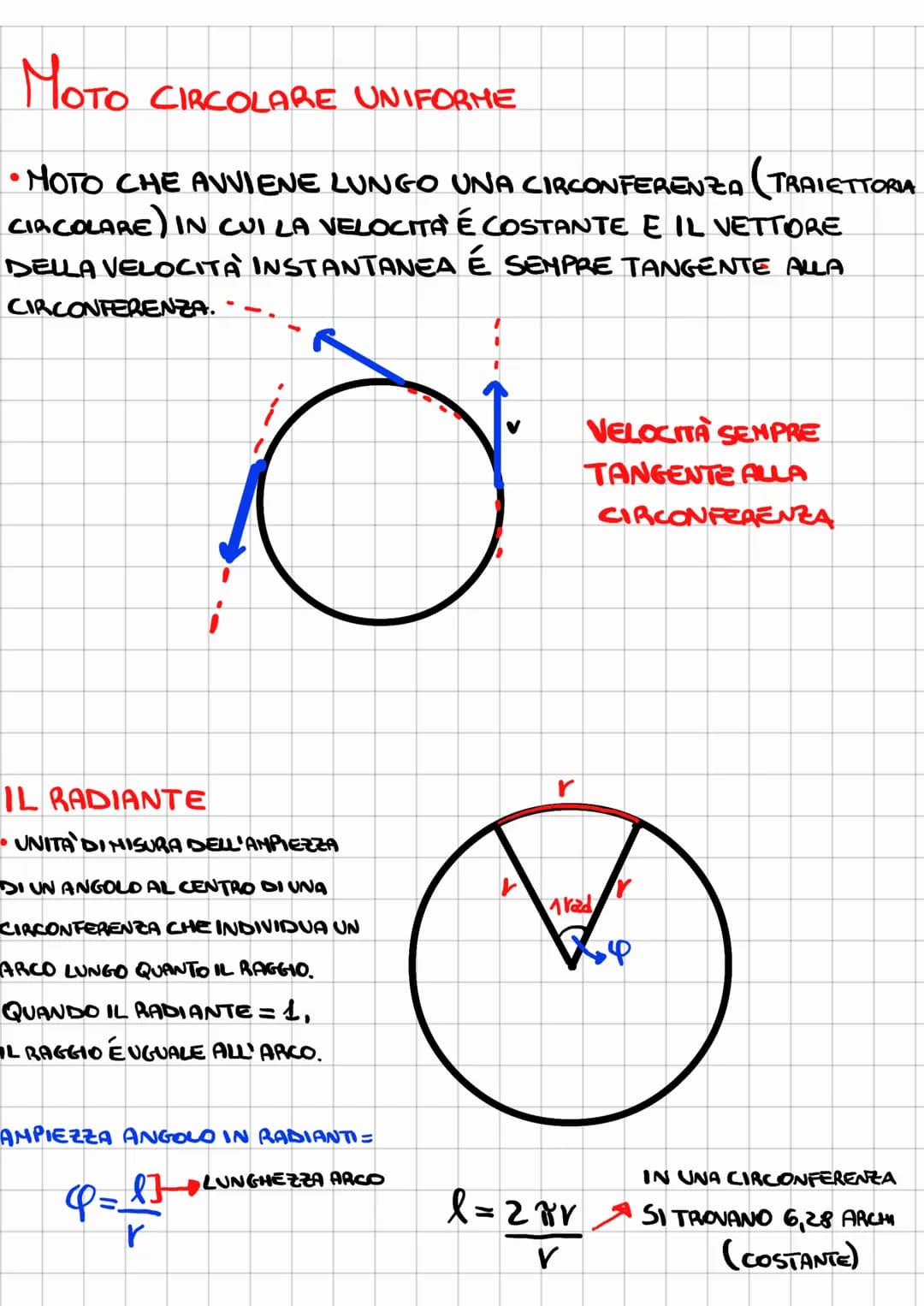 # MOTO CIRCOLARE UNIFORME

• MOTO CHE AVVIENE LUNGO UNA CIRCONFERENZA (TRAIETTORIA
CIRCOLARE) IN CUI LA VELOCITÀ É COSTANTE E IL VETTORE
DEL