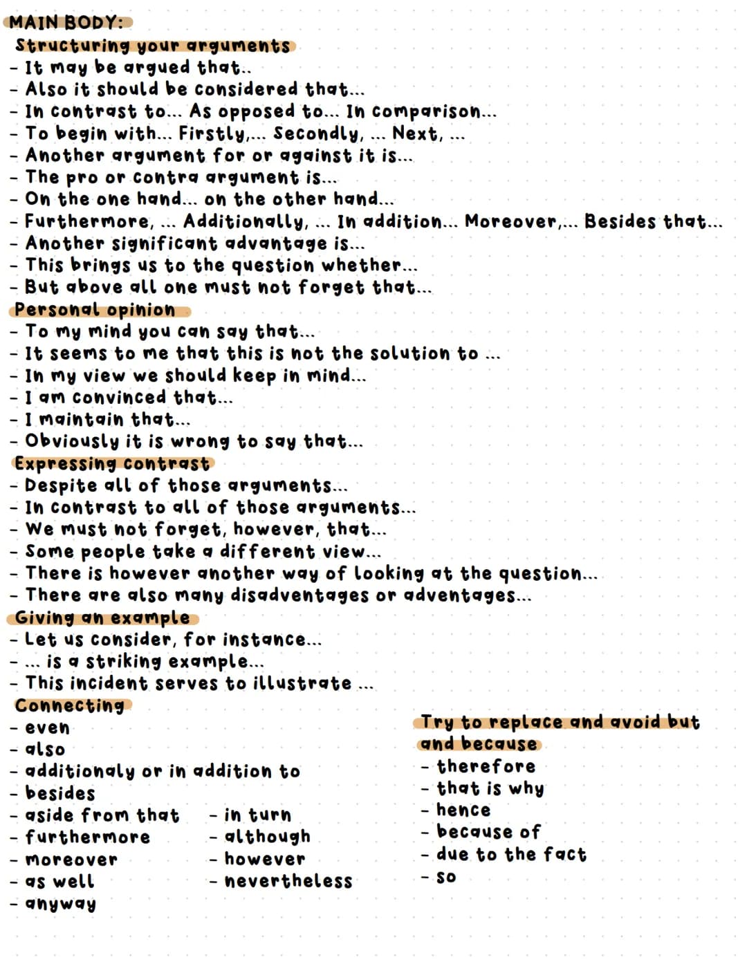 # USEFUL PHRASES FOR AN ESSAY

INTRODUCTION:
- It is often claimed that...
- It is a commonplace that ...
- ...So the question arises whethe