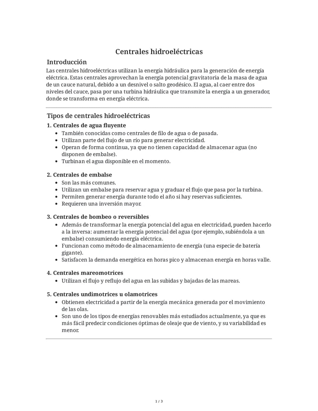 Introducción
Centrales hidroeléctricas
Las centrales hidroeléctricas utilizan la energía hidráulica para la generación de energía
eléctrica.