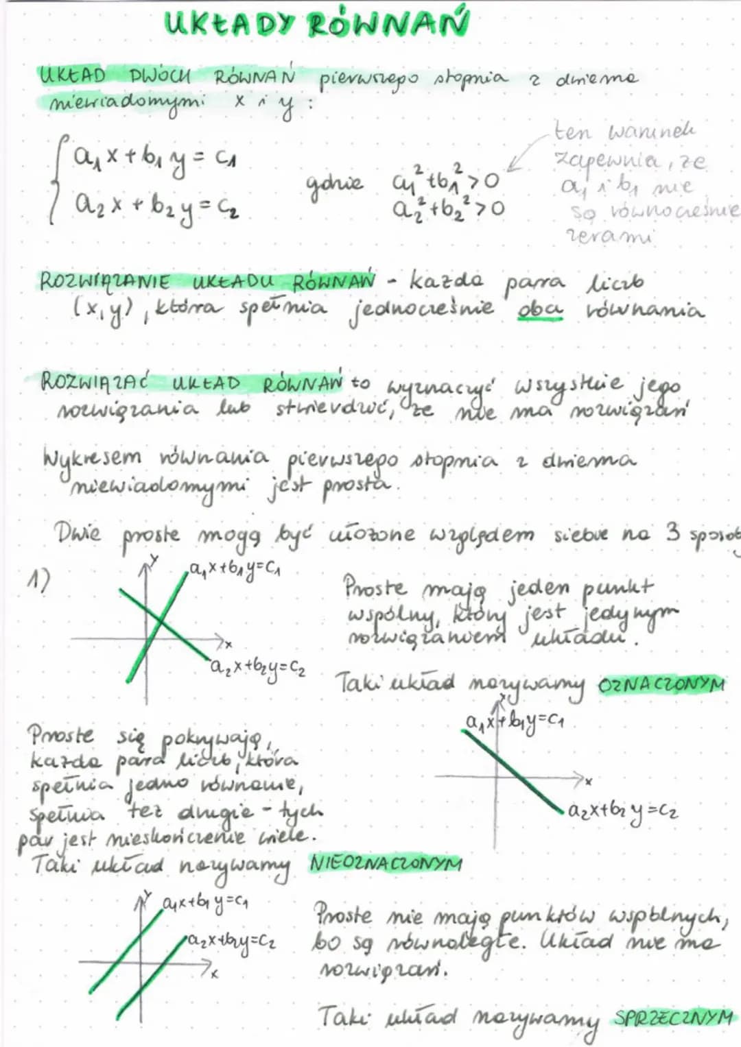 # UKŁADY RONNAN

ROWNANIE PIERWSZEGO STOPNIA 2 dinema merriadomymi x i y

$ax + by = c$

a ib nie są równocześnie zevami
a, b, c - współczyn