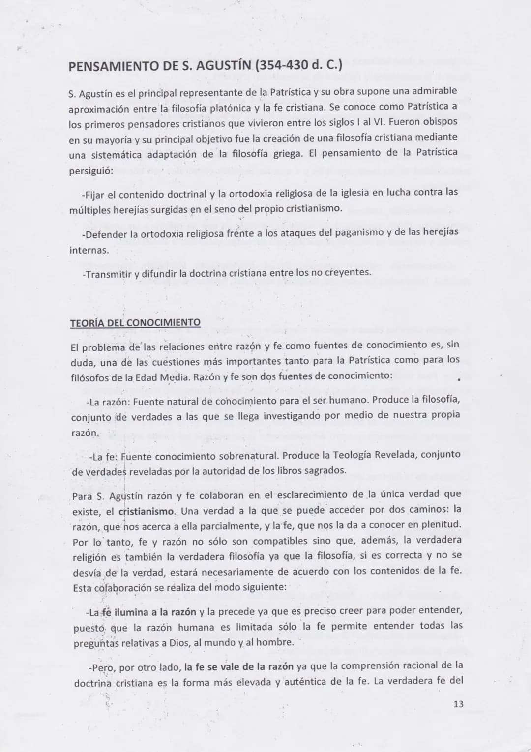 PENSAMIENTO DE S. AGUSTÍN (354-430 d. C.)
S. Agustín es el principal representante de la Patrística y su obra supone una admirable
aproximac