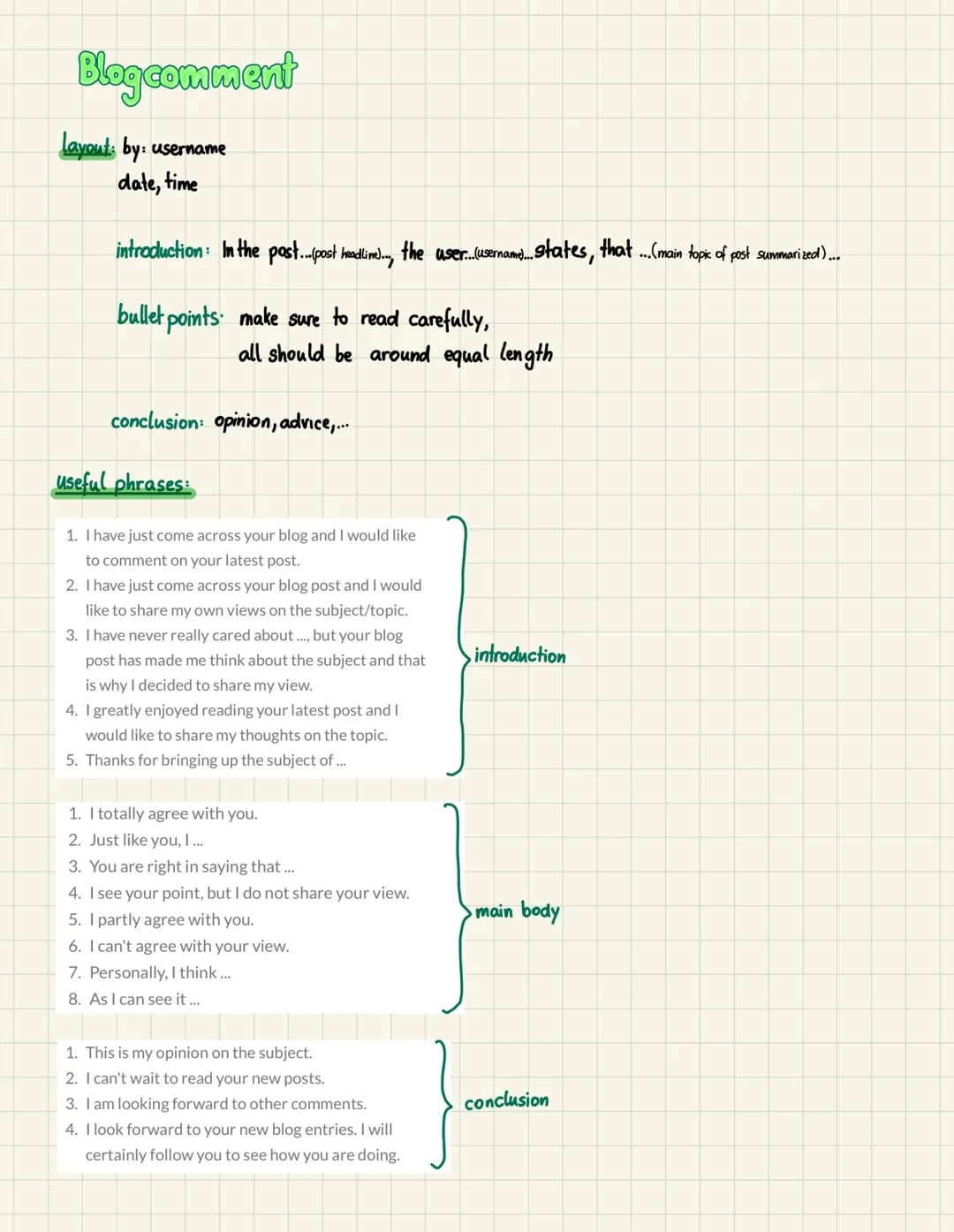 # Blog comment

Layout: by: username
date, time

introduction: In the post...(post handline).., the user...(username... states, that...(main