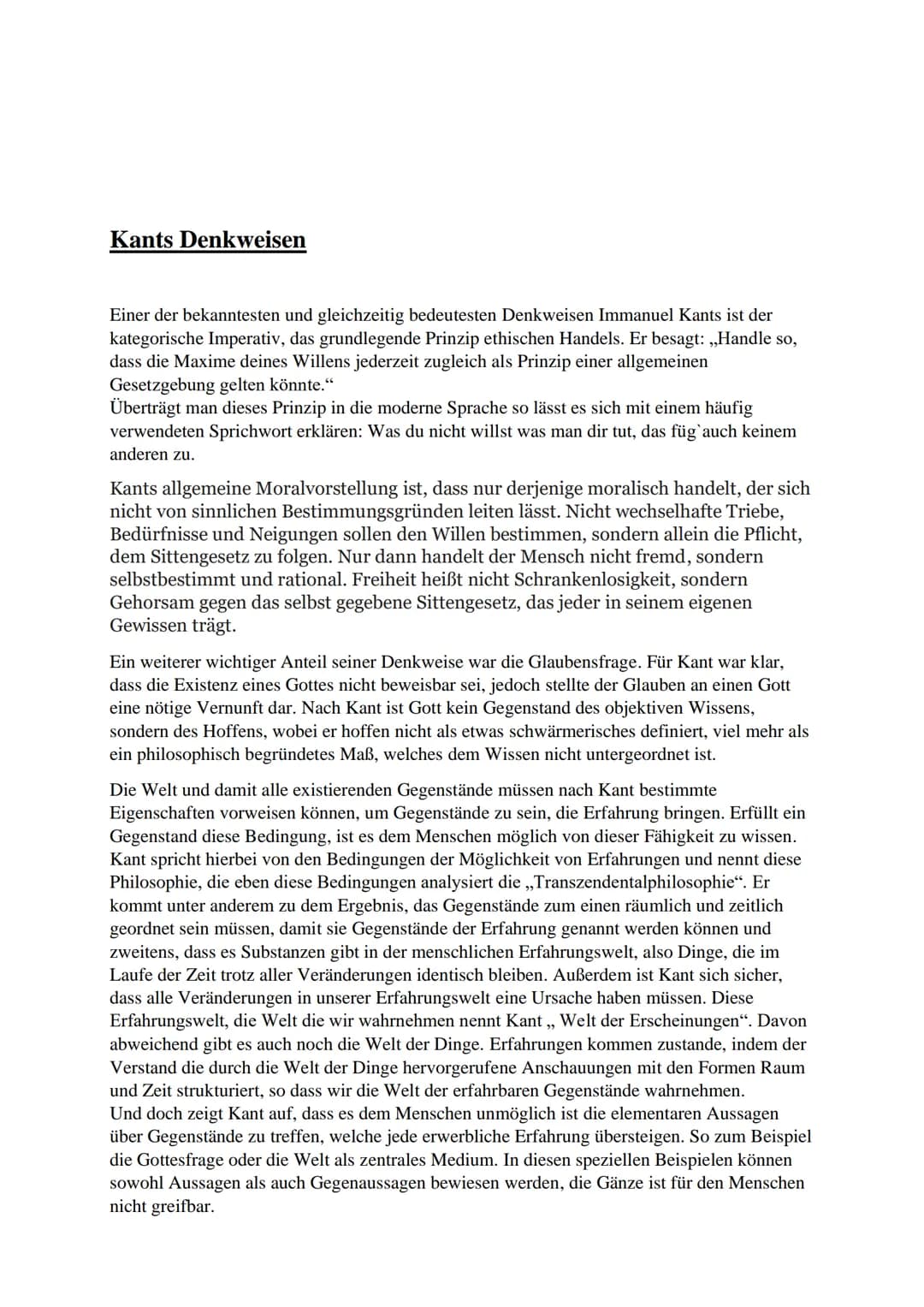 # Kant als Aufklärer

Sarah Beranek MSS 11

GK Geschichte Inhaltsangabe

1. Biographie des Immanuel Kant
2. Kants Denkweisen
3. Kants Kritik