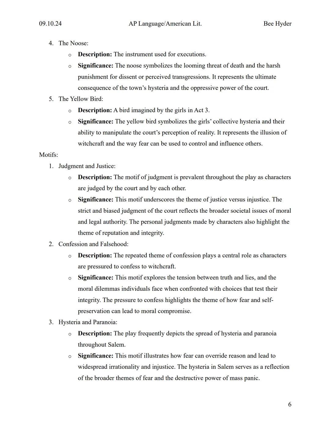 09.10.24
AP Language/American Lit.
Bee Hyder

# THE CRUCIBLE

Arthur Miller

# Context

Historical Context:

1.  Salem Witch Trials: The pla