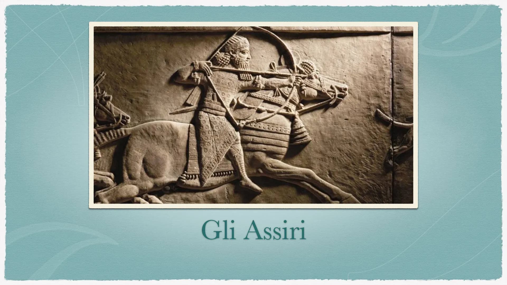 # Gli Assiri Gli Assiri

* Furono un popolo di pastori nomadi di origine SEMITICA.
* Dove ebbero origine? Probabilmente nell'odierna SIRIA.
