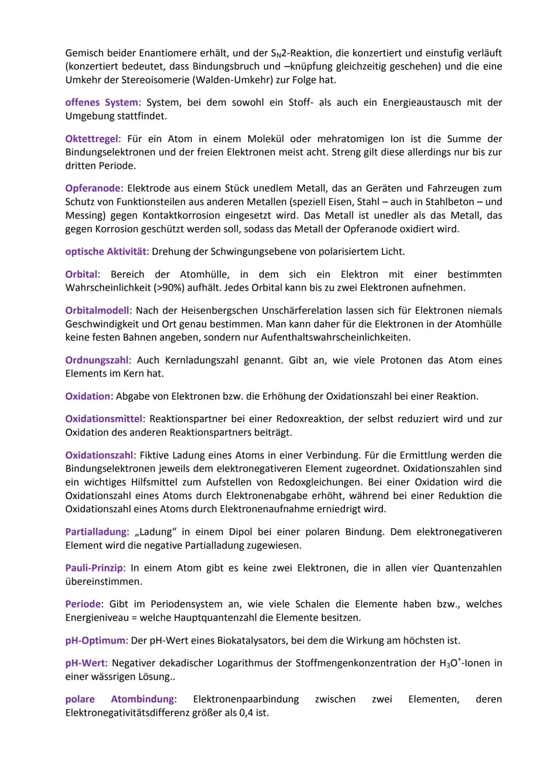 # Glossar: Fachbegriffe aus der Chemie

Das Glossar enthält (so gut wie) alle Fachbegriffe, die man vom Anfangsunterricht der Chemie bis
zum