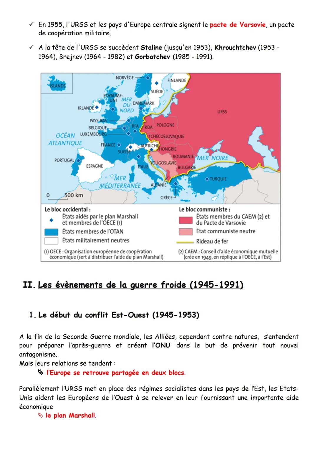 # HIST6

# La guerre froide

En 1945, l'Europe à reconstruire sort très affaiblie de la Seconde Guerre mondiale. Les U.S.A et
I'U.R.S.S sont