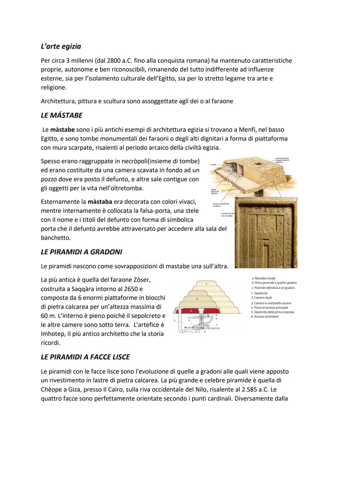 # L'arte egizia

Per circa 3 millenni (dal 2800 a.C. fino alla conquista romana) ha mantenuto caratteristiche
proprie, autonome e ben ricono