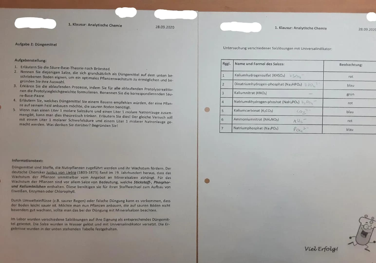# 1. Klausur: Analytische Chemie
28.09.2020

Aufgabe 1: Quantitative Untersuchung von acetylcysteinhaltigen Arzneimitteln"

Aufgabenstellung