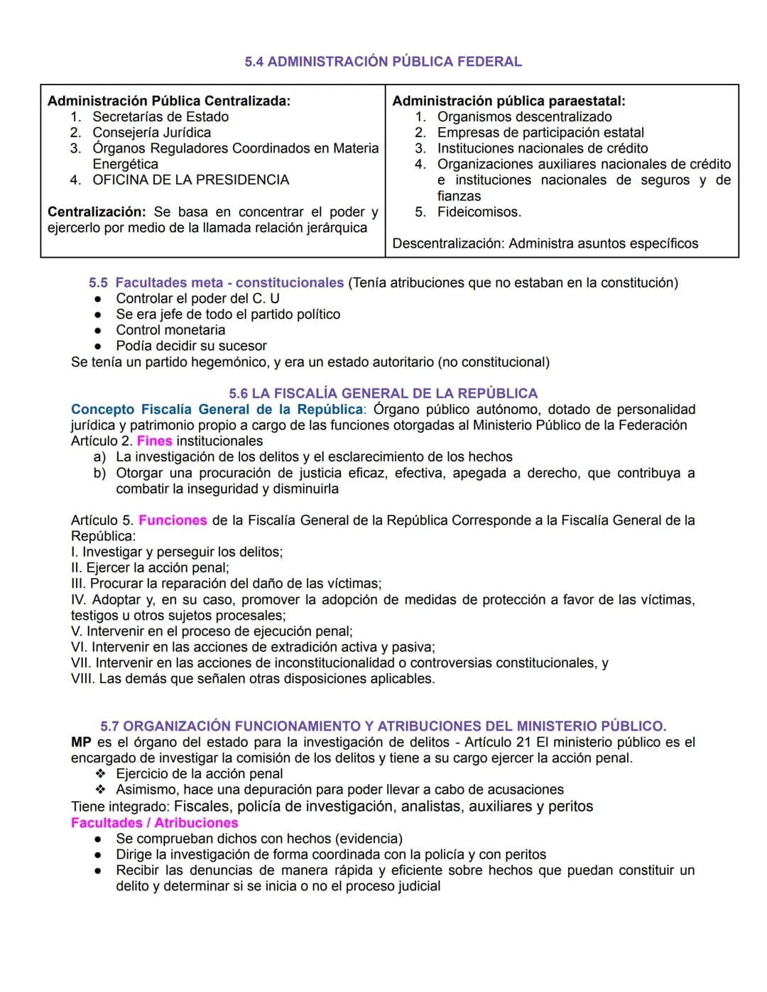 5.1 FUNCIÓN Y ÓRGANO EJECUTIVO

El poder ejecutivo recae en un sola persona, el cual es el presidente de la república, quien es elegido
de f