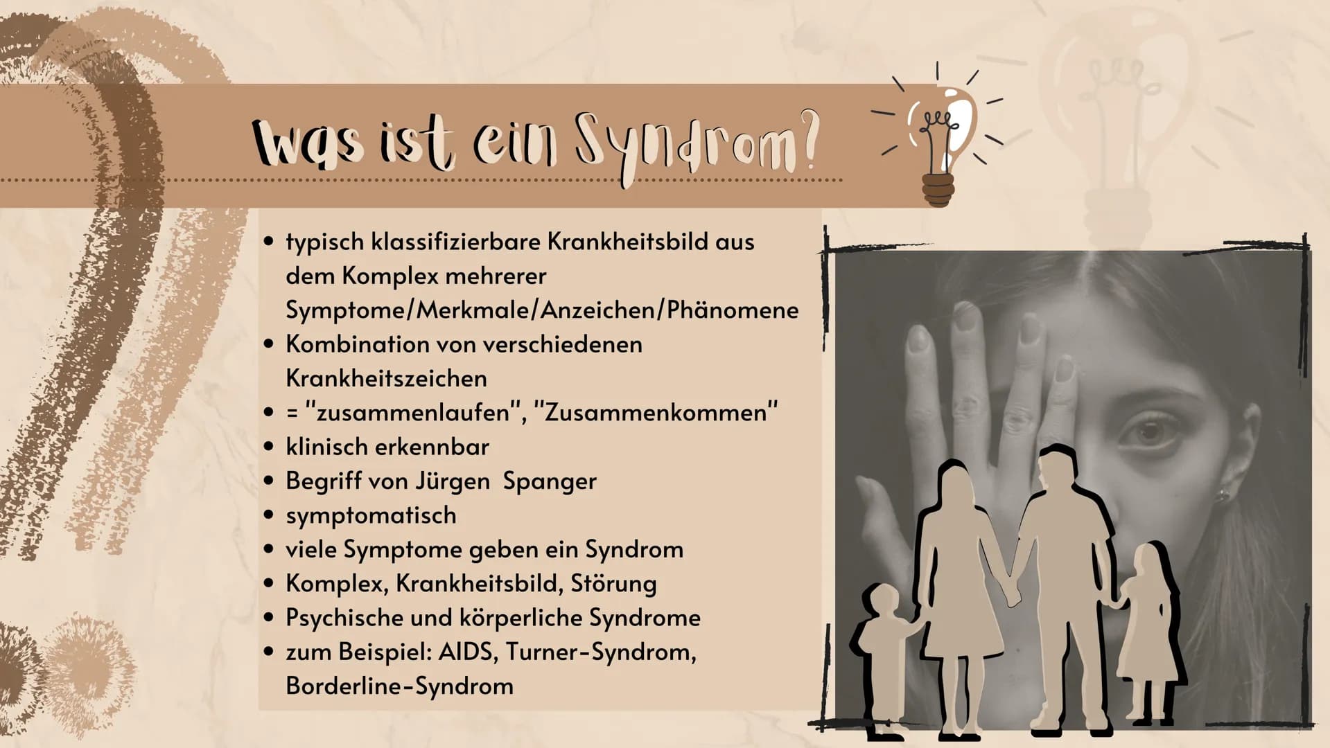 # Down-Syndrom

eine Erbkrankheit?

Präsentation
Sarah Keller
13.01.2021
BIO LK Gliederung

Was ist ein Syndrom?
Down-Syndrom- Ein Syndrom?

