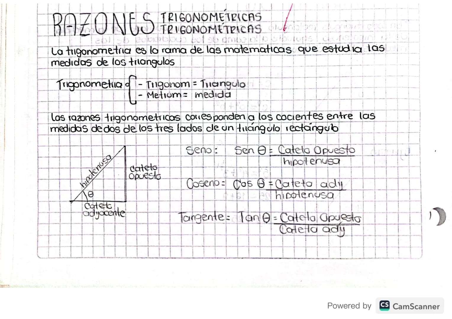 # RAZONES TRIGONOMETRICAS

La trigonometria es la rama de las matematicas que estudia las
medidas de los triangulos

Trigonometila $\begin{c