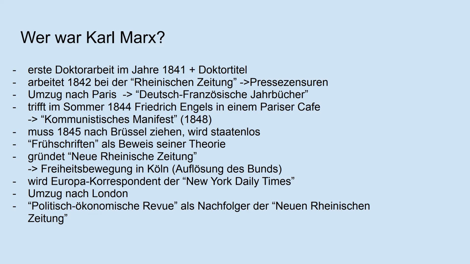# Karl Marx und seine Lehre

des Marxismus

Präsentation von Iman Ahmad # Inhaltsverzeichnis

- Wer war Karl Marx?
- Historischer Hintergrun
