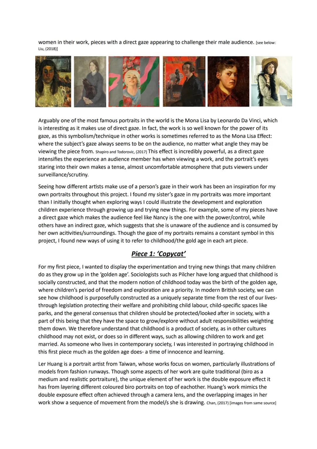 # Saffron McCaughey: Portraiture/Component 1 Essay:

## Introduction:

I already knew even before starting my project that I wanted to focus