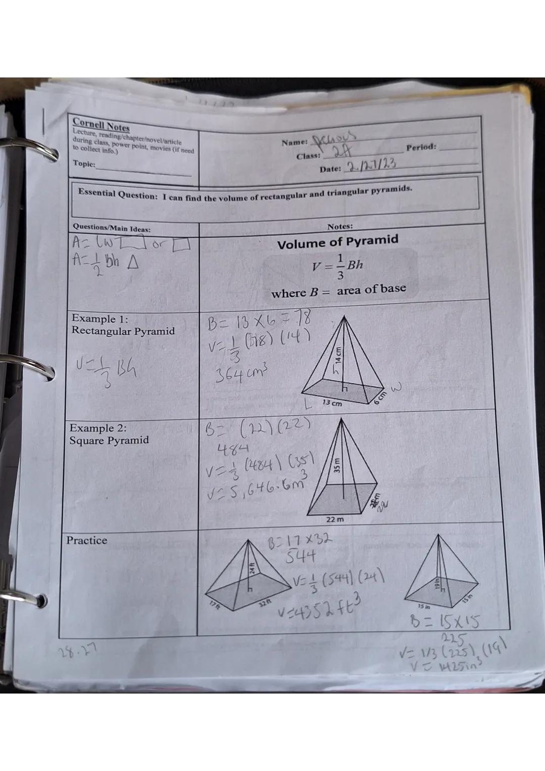 Cornell Notes
Lecture, reading/chapter/novel/article
during class, power point, movies (if need
to collect info.)
Topic:
Name: sous
Class: 2