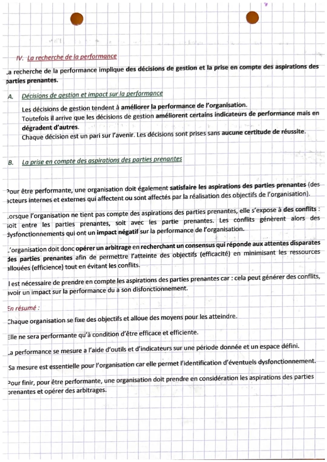 # gestion
Chapitre 17

1. La notion de performance

Toute organisation se doit d'être performante afin d'assurer sa pérennité.

A. Définitio