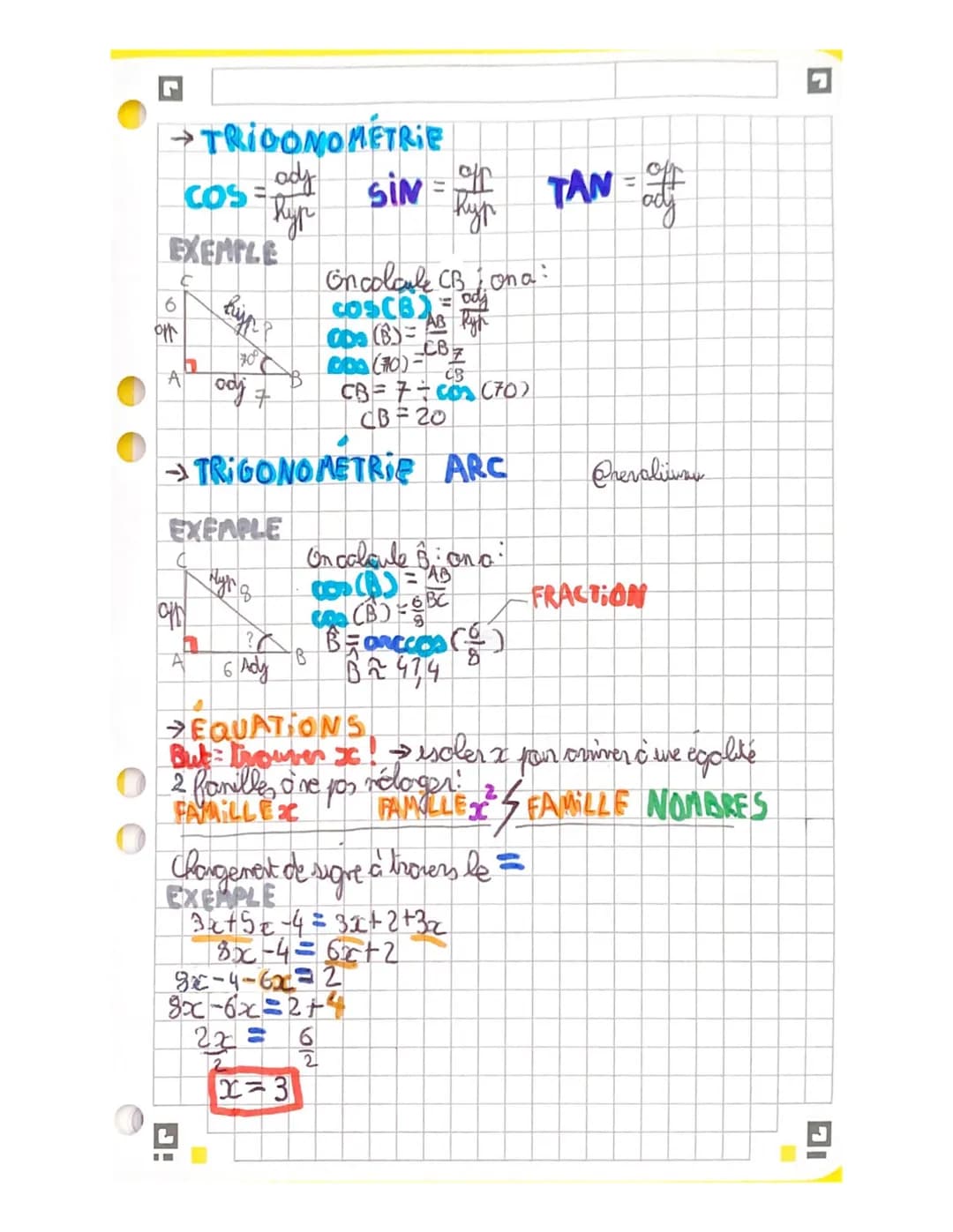 # MATHS

→THEORÈME DE PYTHAGORE
B

A

Hyp.

C

Le trangle ABC estrectaregle end, son hyberne
est BC, D'ores lythagore, ona:
$BC = AC+AB$

→R