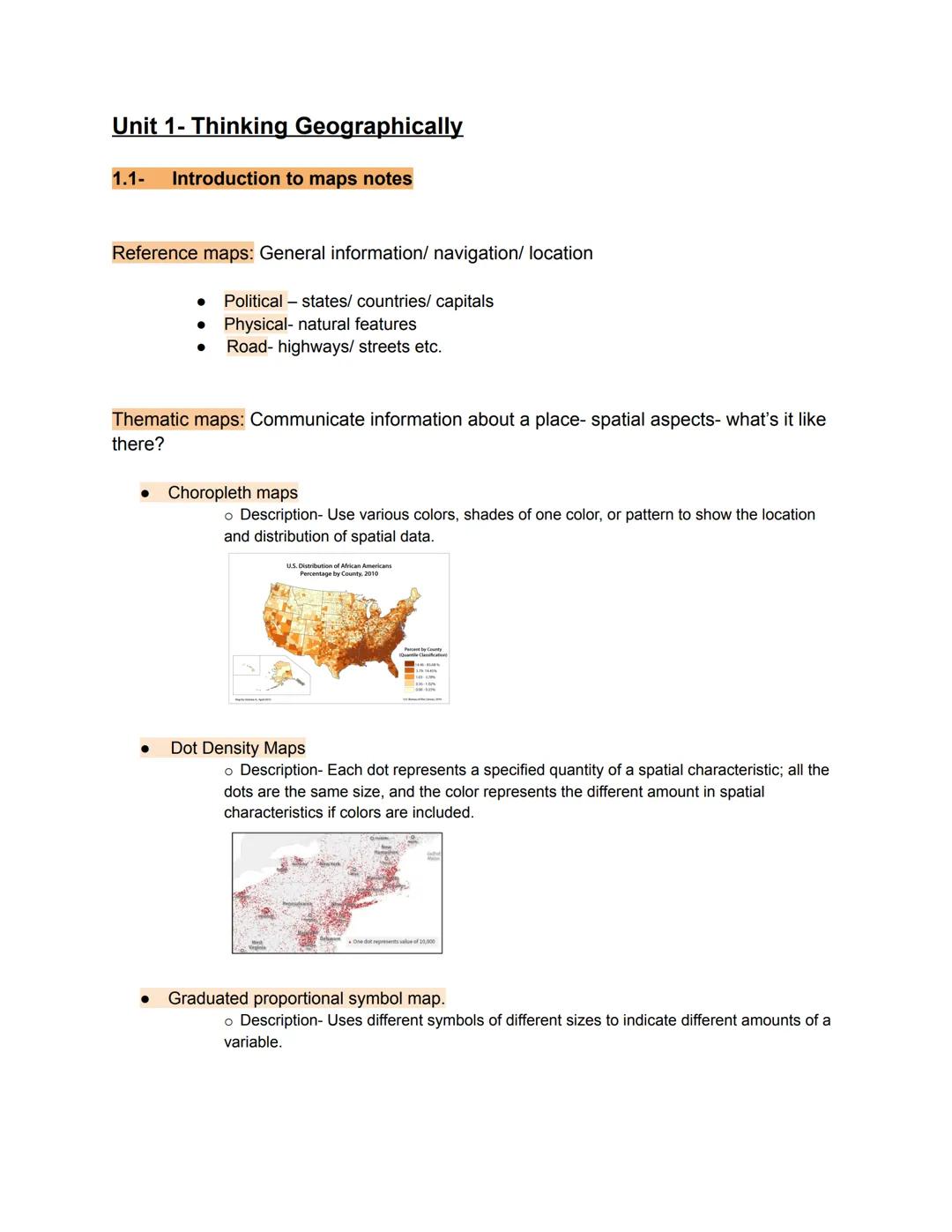 # Unit 1- Thinking Geographically

1.  1- Introduction to maps notes

Reference maps: General information/ navigation/ location

*   Politic