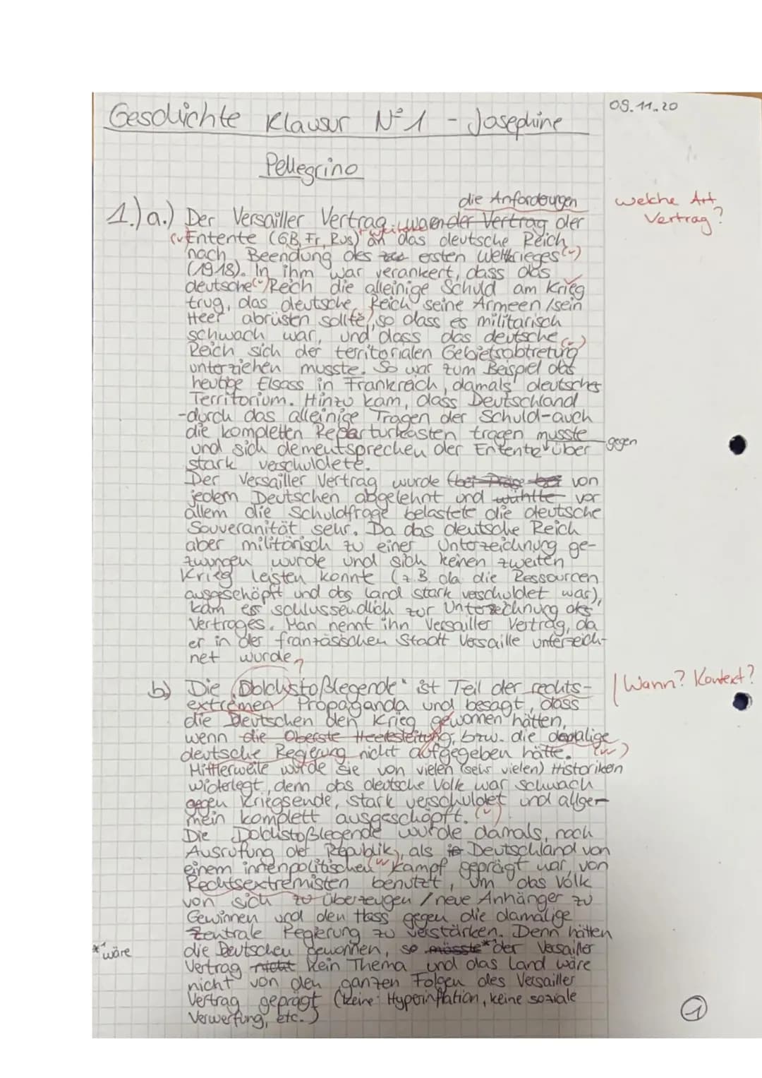 * 12.1

* Geschichte
Klassenarbeit Nr. 1

* 09.11.2020
Name: Josephine Pellegrino

(45/6P)
1.) Erkläre und erläutere die folgenden Begriffe 