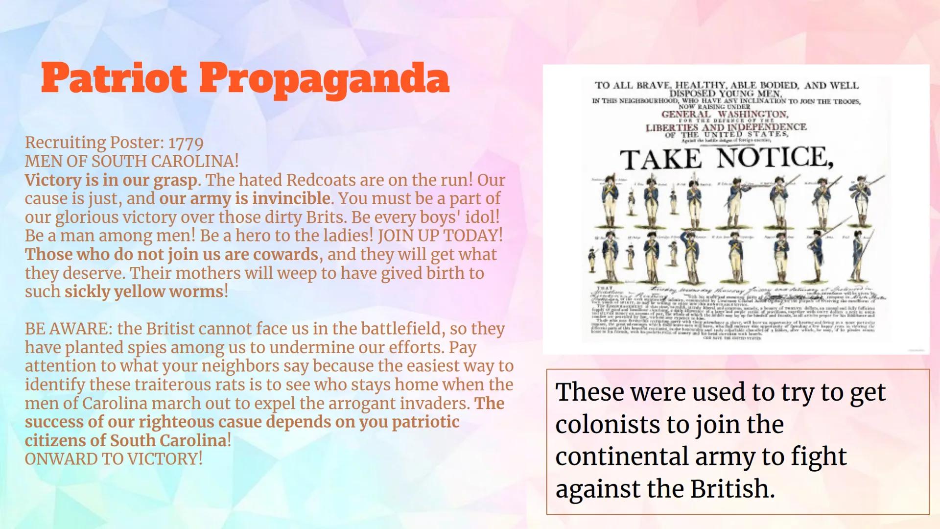 Propaganda
during
American
Revolution

By: Kate B, Nitya V, and Vaishnavi K # Thomas Paine's Common Sense

Paine's Common Sense, originally 