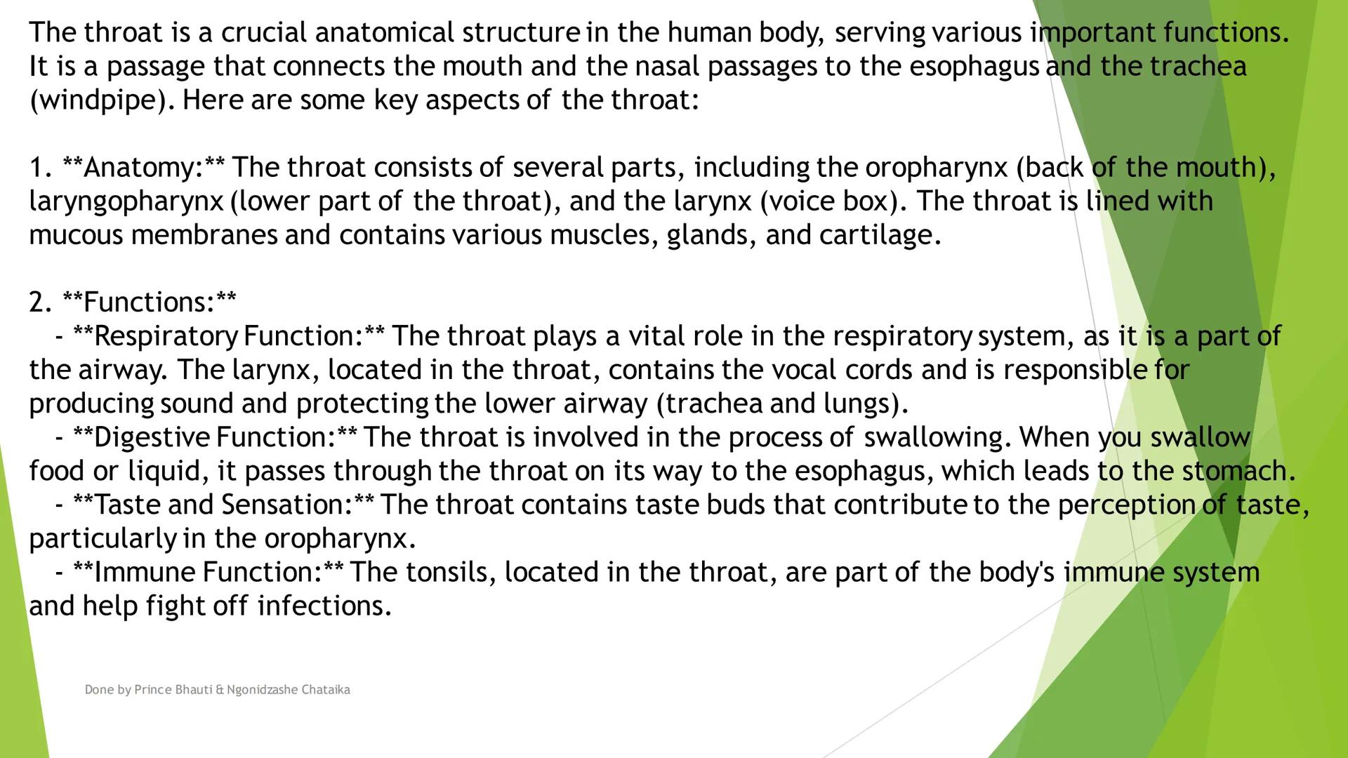 HUMAN DIGESTIVE
SYSTEM
Oral cavity, Throat
Oesophagus, Stomach
&
Salivary Glands
DONE BY PRINCE BHAUTI & NGONIDZASHE CHATAIKA Mouth

Liver


