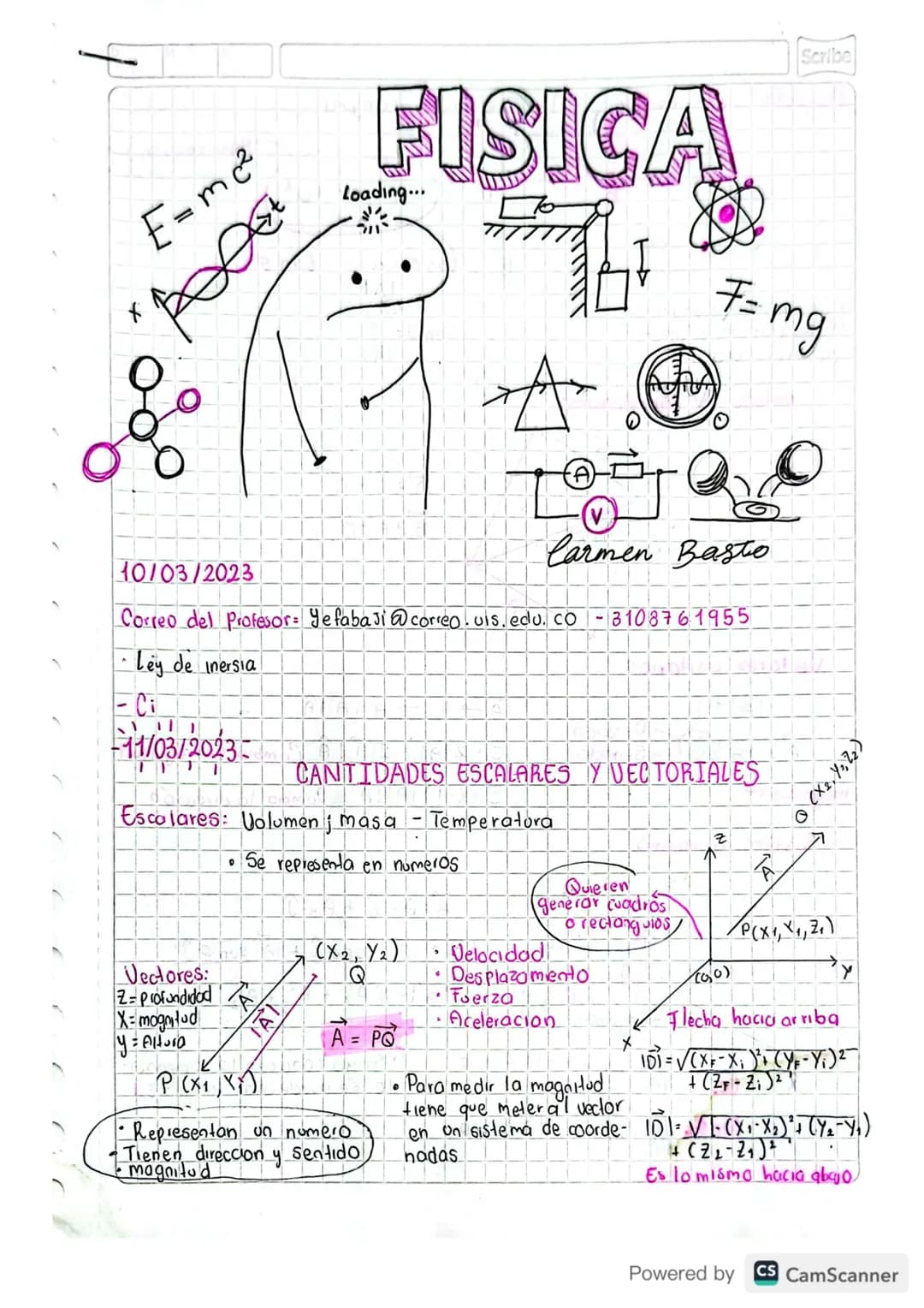 E=m²
t
X

FISICA

Loading...

A
0
Scribe

F=n
mg
G

Carmen Basto

10/03/2023
Correo del Profesor: Yefabaji@correo.uis.edu.co - 310876 1955
-