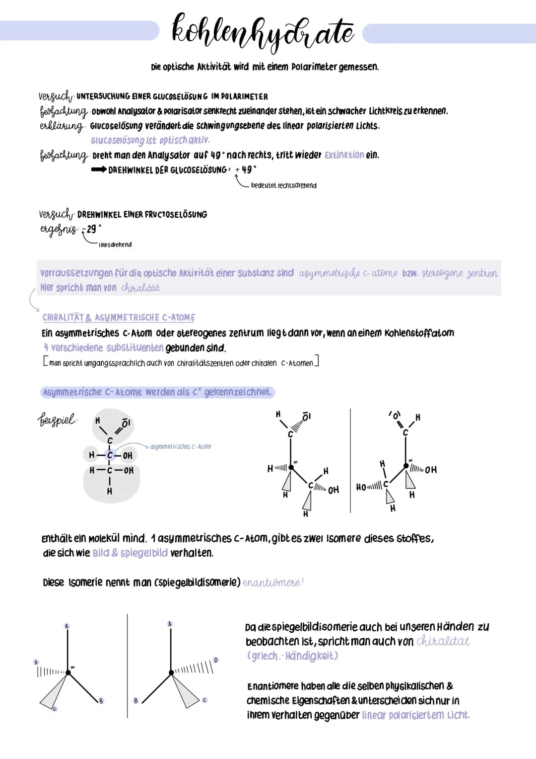 # kohlenhydrate
Die optische Aktivität wird mit einem Polarimeter gemessen.

Versuch, UNTERSUCHUNG EINER GLUCOSELÖSUNG IM POLARIMETER
beobac
