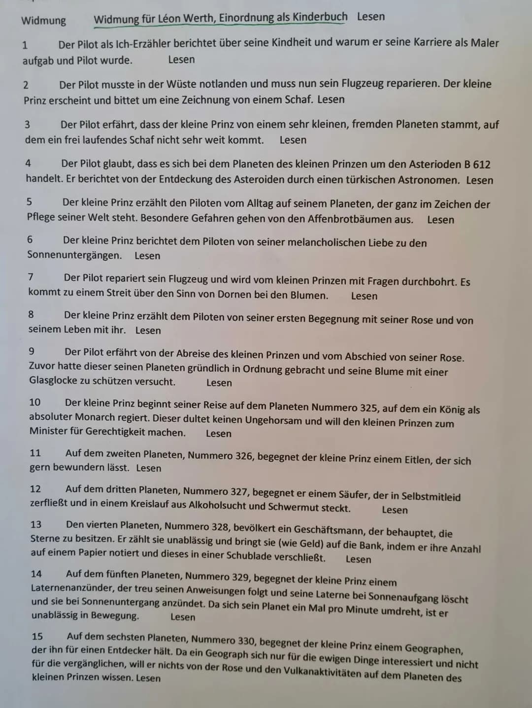 Widmung

Widmung für Léon Werth, Einordnung als Kinderbuch Lesen

1 Der Pilot als Ich-Erzähler berichtet über seine Kindheit und warum er se