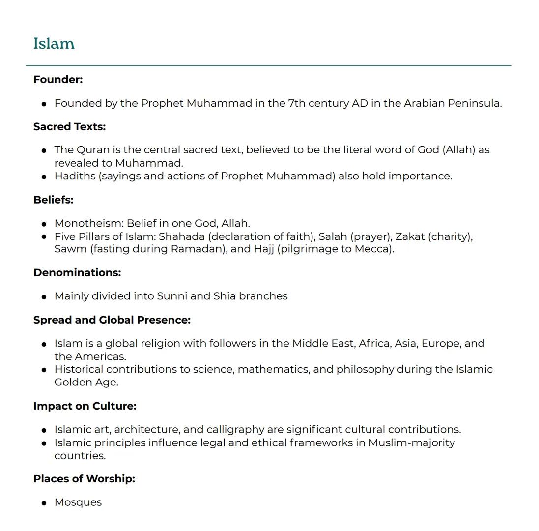 AP Human Geography

# Religion Test - Second
# 9 Weeks

Religion: Geographers recognize that religions are essential to understanding the sp