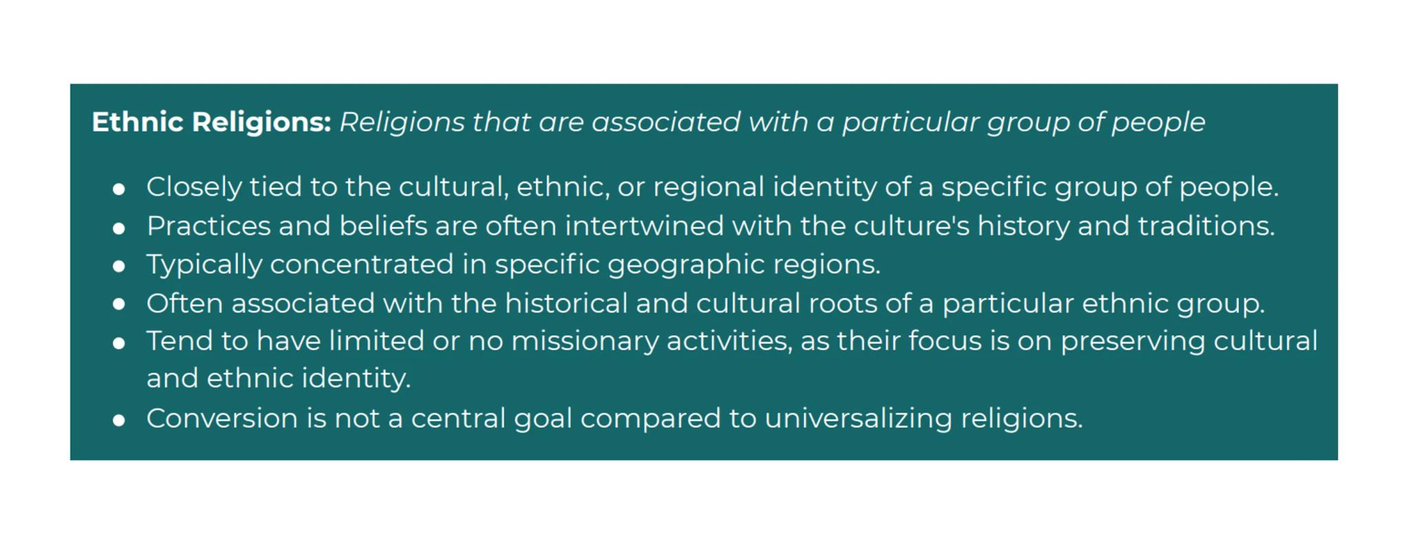 AP Human Geography

# Religion Test - Second
# 9 Weeks

Religion: Geographers recognize that religions are essential to understanding the sp