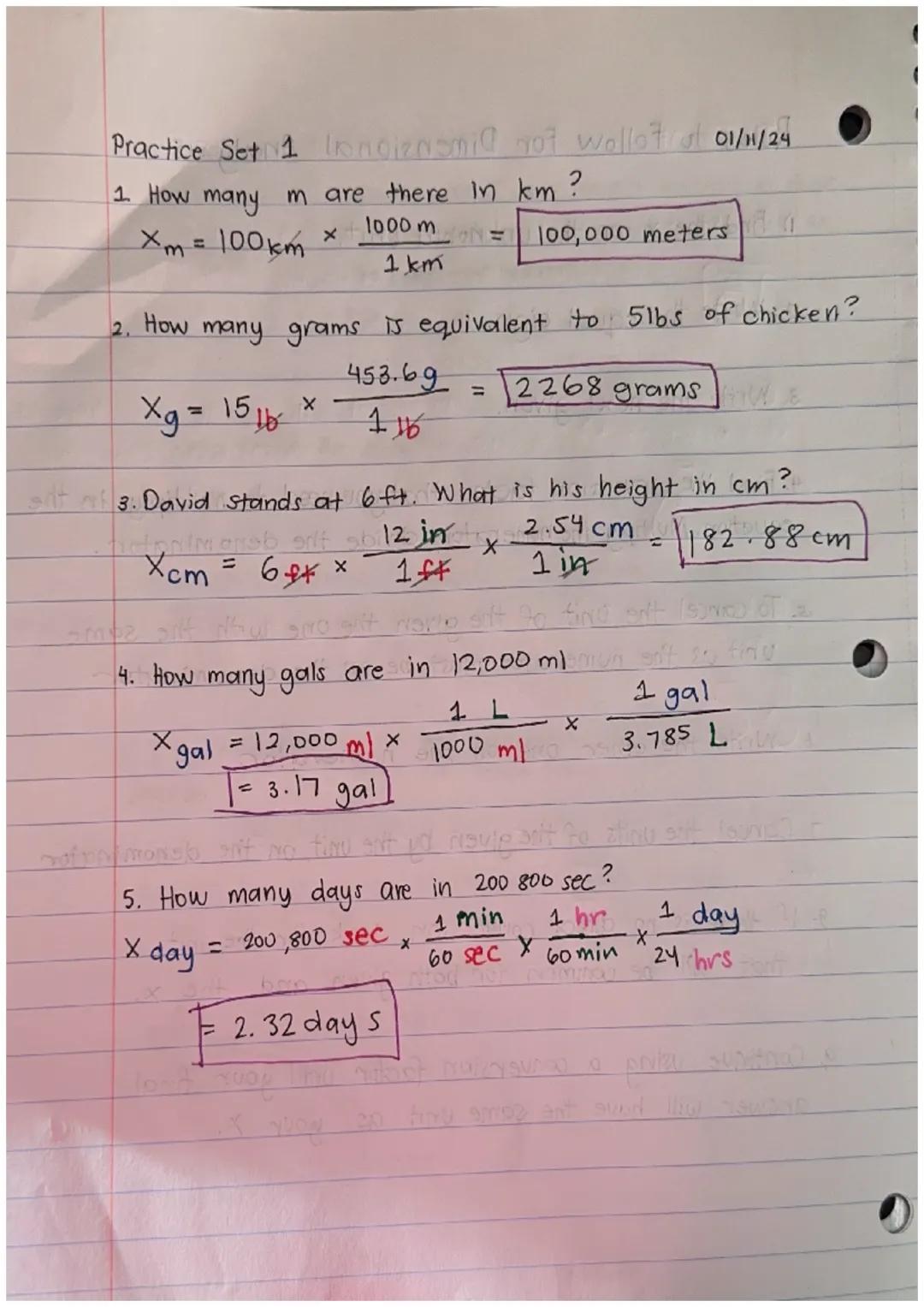 Practice Set 1 tronciensnil yot wollot of 01/11/29

1. How many m are there in km?
$X_m = 100km \times \frac{1000 m}{1 km} = 100,000 meters$