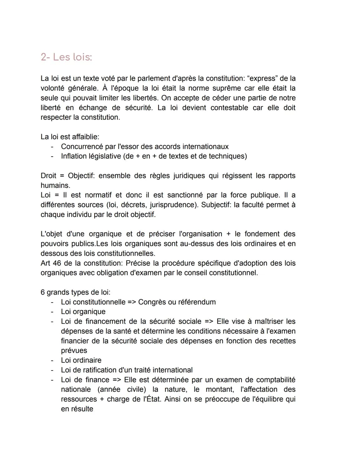 # L'Organisation du Droit :

1- La Constitution:

Il est important de savoir que l'état de droit garantie la démocratie

L'état de droit res