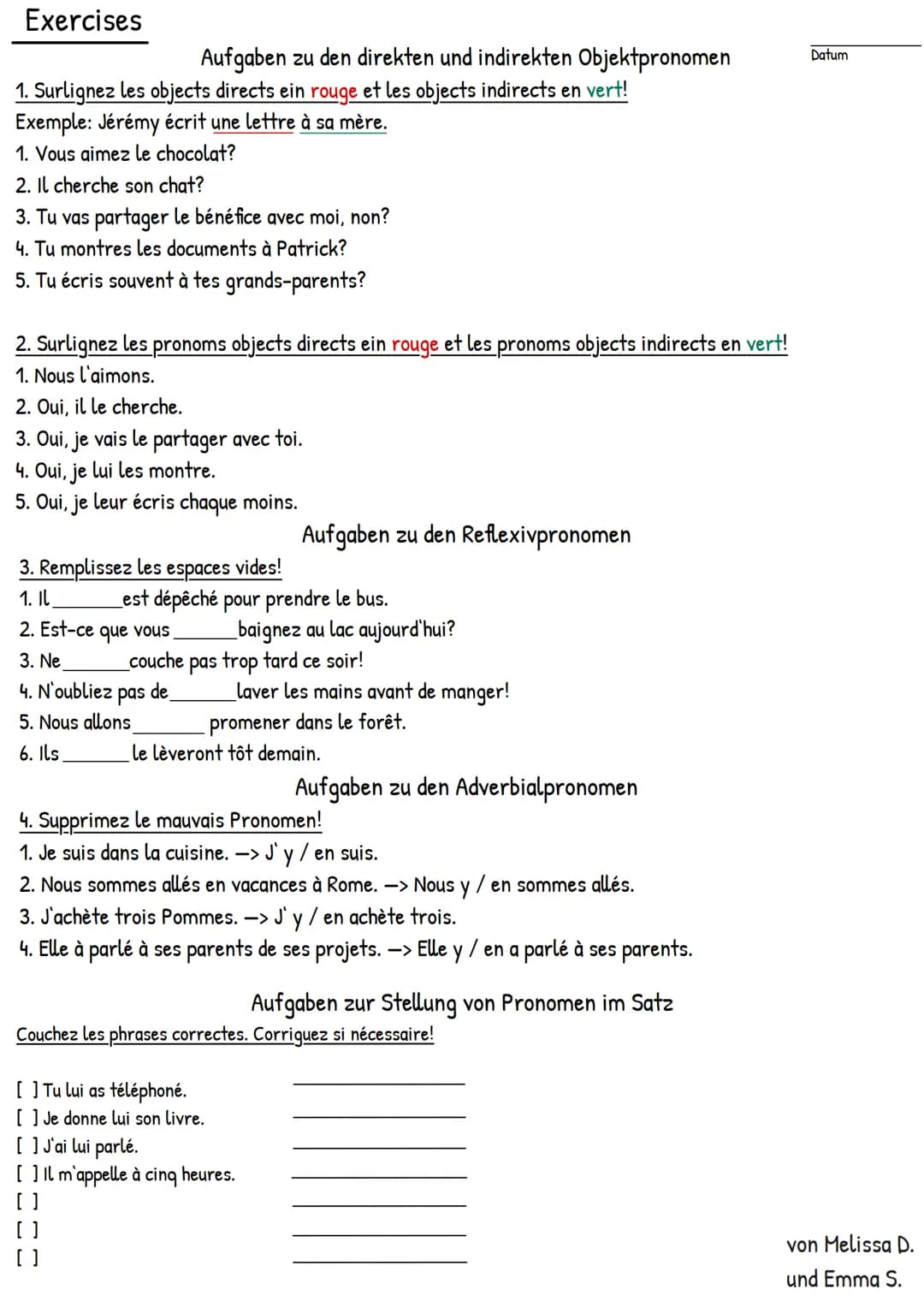 # DIE UNVERBUNDENEN PERSONALPRONΟΜΕΝ
LES PRONOMS DISJOINTS

Warum unverbunden?
-> diese, sind anders als die verbundenenen Personalpronomen
