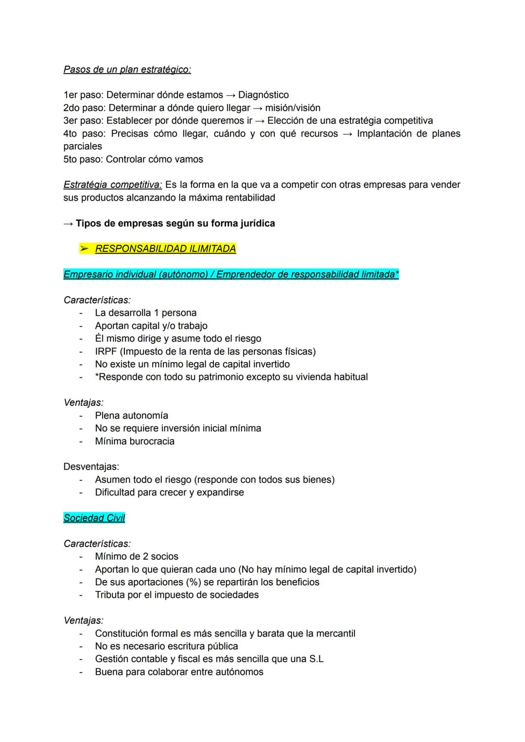 - Clasificación de las empresas

- Sector
  - Primario → Naturaleza
  - Secundario → Conversión de materias primas
  - Terciario → Servicios