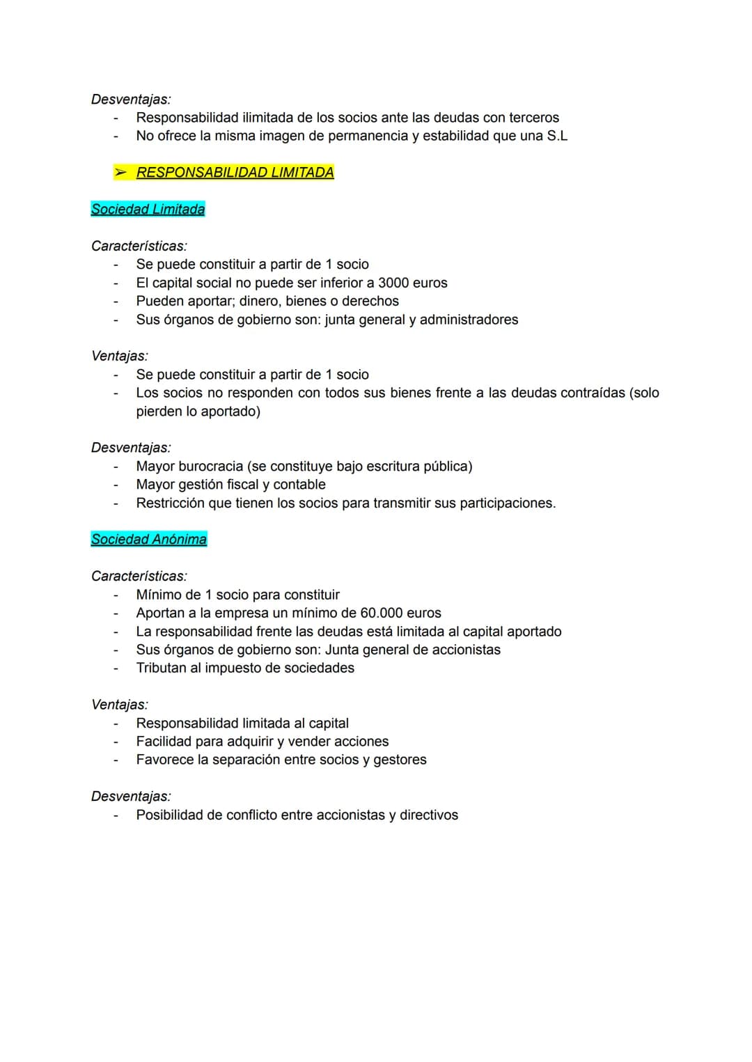 - Clasificación de las empresas

- Sector
  - Primario → Naturaleza
  - Secundario → Conversión de materias primas
  - Terciario → Servicios