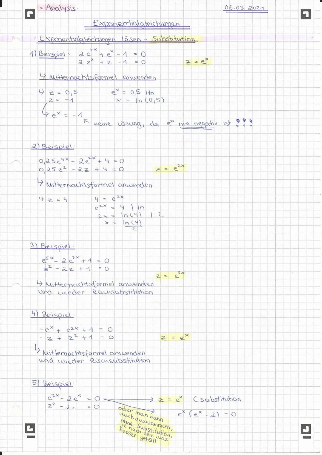 # Analysis

Exponentialfunktionen

* E-Funktionen skizzieren

$e^x$

↑

06.03 2021

$e^{-x}$

↑

nur
umgekehrt


↑

$-e^x$

↑

$-e^{-x}$

↑
