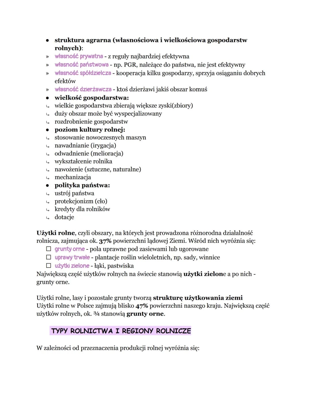 # CZYNNIKI ROZWOJU ROLNICTWA

ROLNICTWO - pierwszy sektor gospodarki
› zajmuje się produkcją roślinną i zwierzęcą
↳ w skład wchodzi: rybołów
