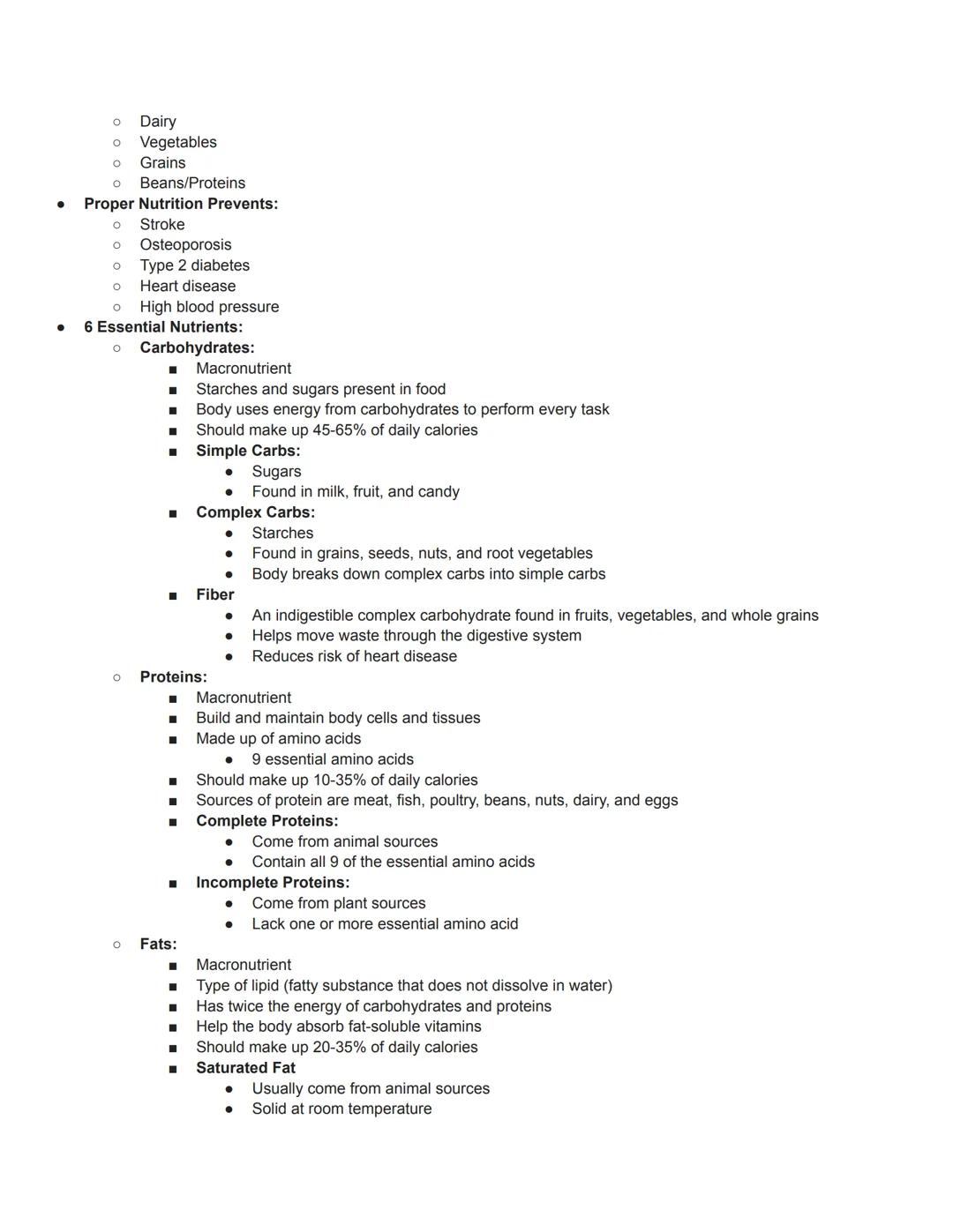 - Nutrition: The process in which the body uses food for the maintenance of life, growth, normal functioning of
organs and tissue, productio