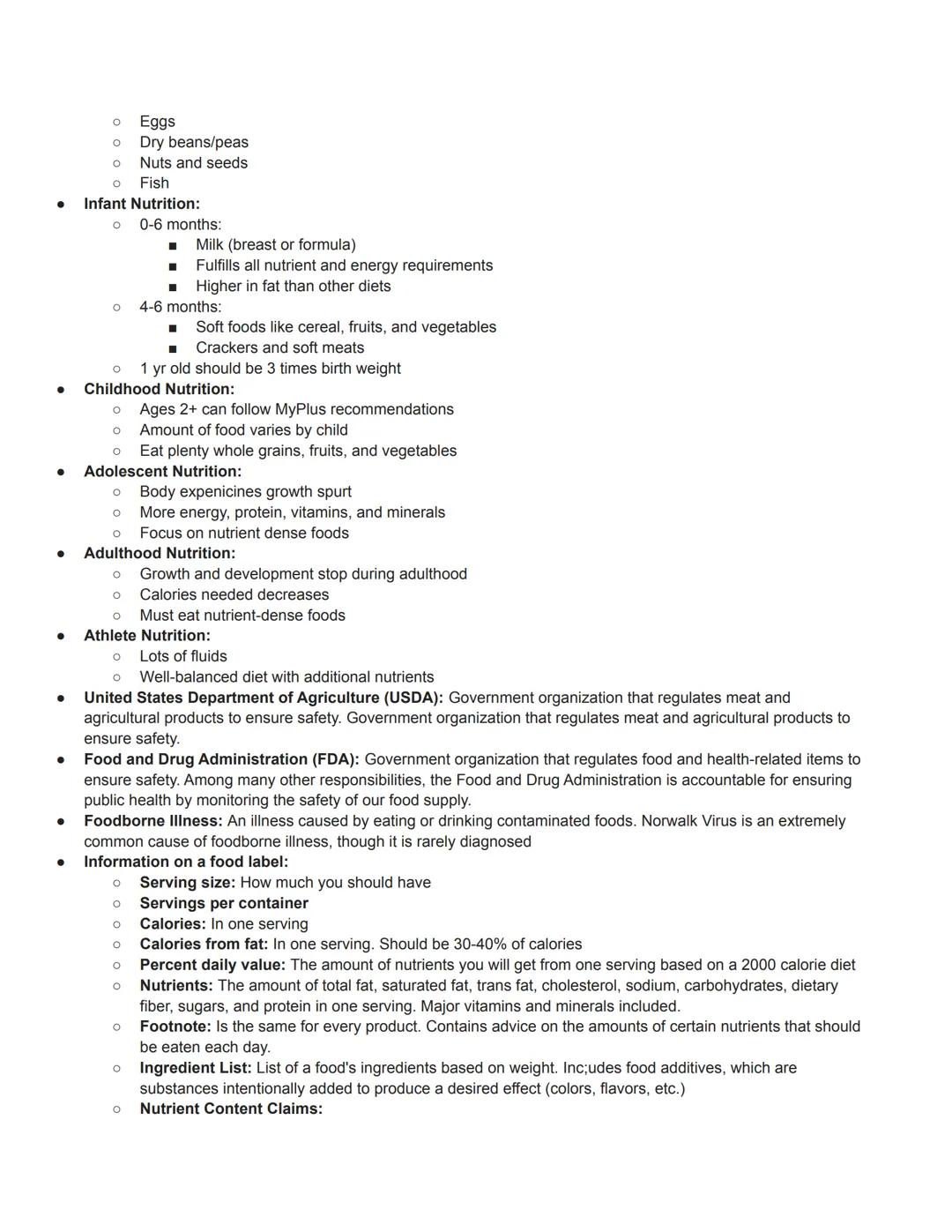 - Nutrition: The process in which the body uses food for the maintenance of life, growth, normal functioning of
organs and tissue, productio