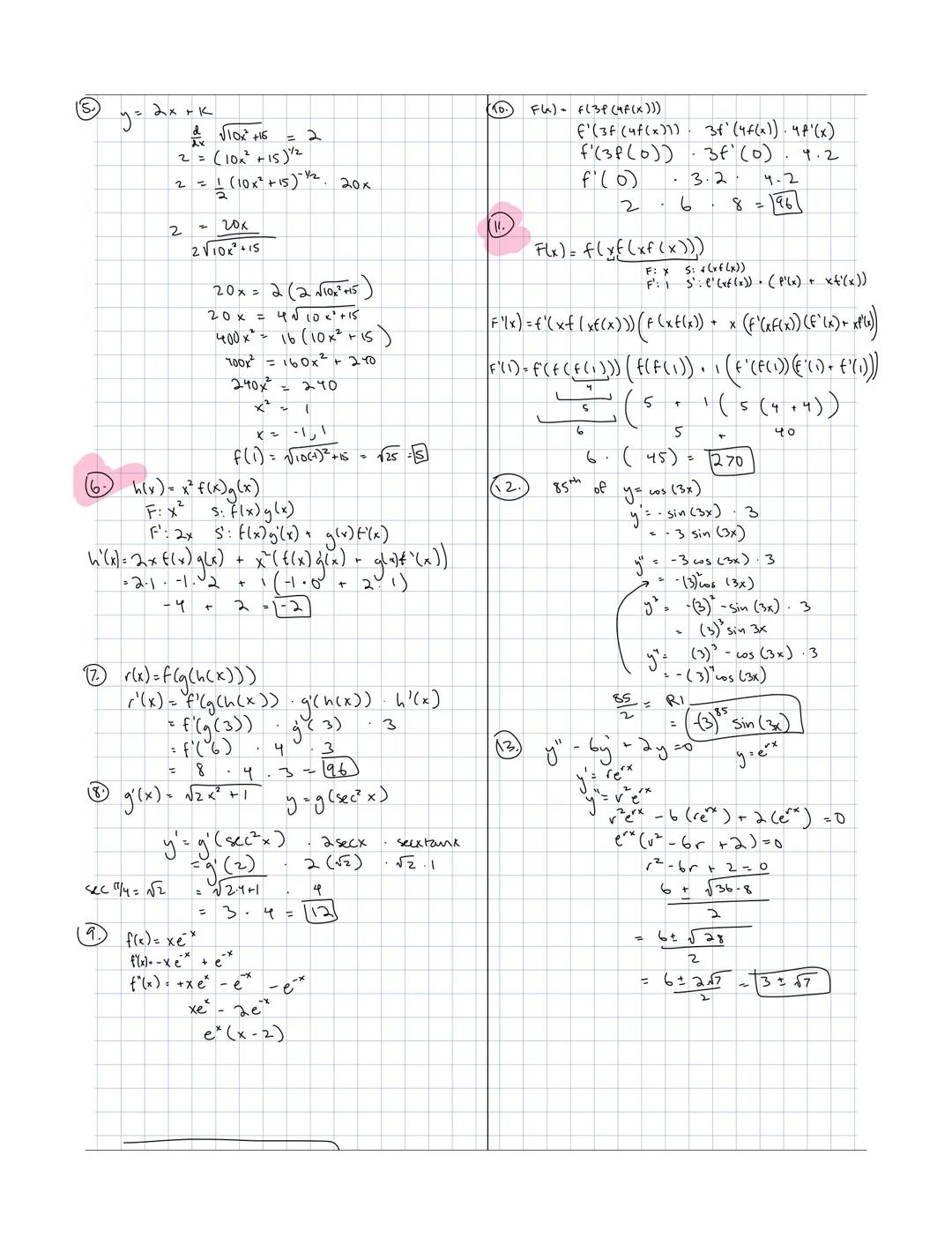 # 3.6 The Chain Rule
Chain Rule, Implicit Differentiation, and Derivative of Log.
if F(x) = f(g(x)), then F(x) = f'(g(x)) g'(x)
y = f(u)
y=f