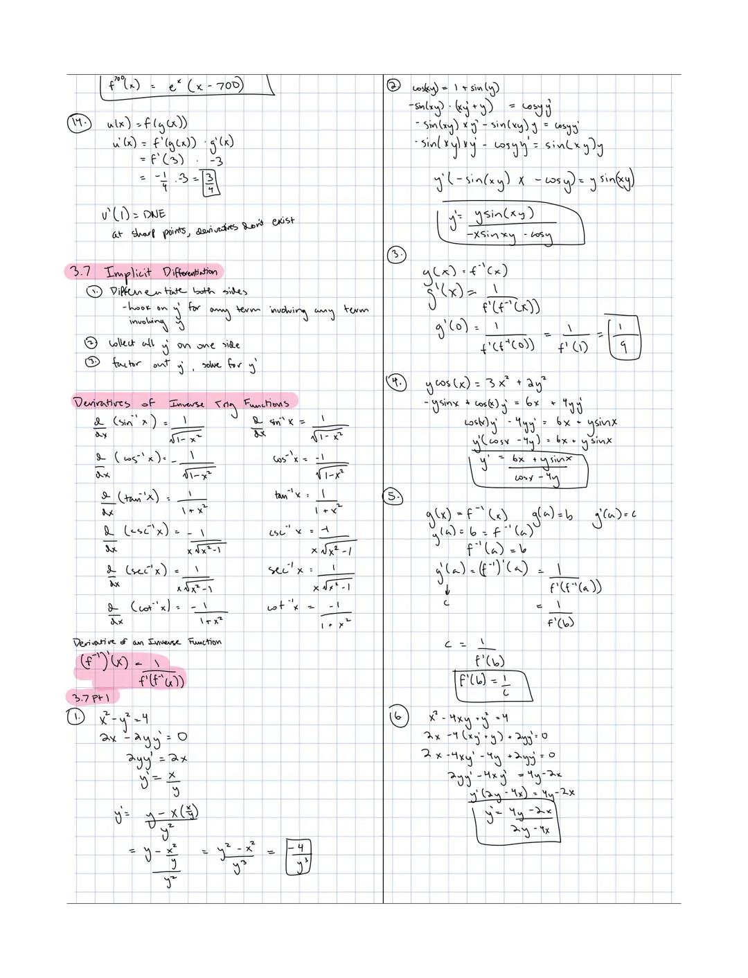 # 3.6 The Chain Rule
Chain Rule, Implicit Differentiation, and Derivative of Log.
if F(x) = f(g(x)), then F(x) = f'(g(x)) g'(x)
y = f(u)
y=f