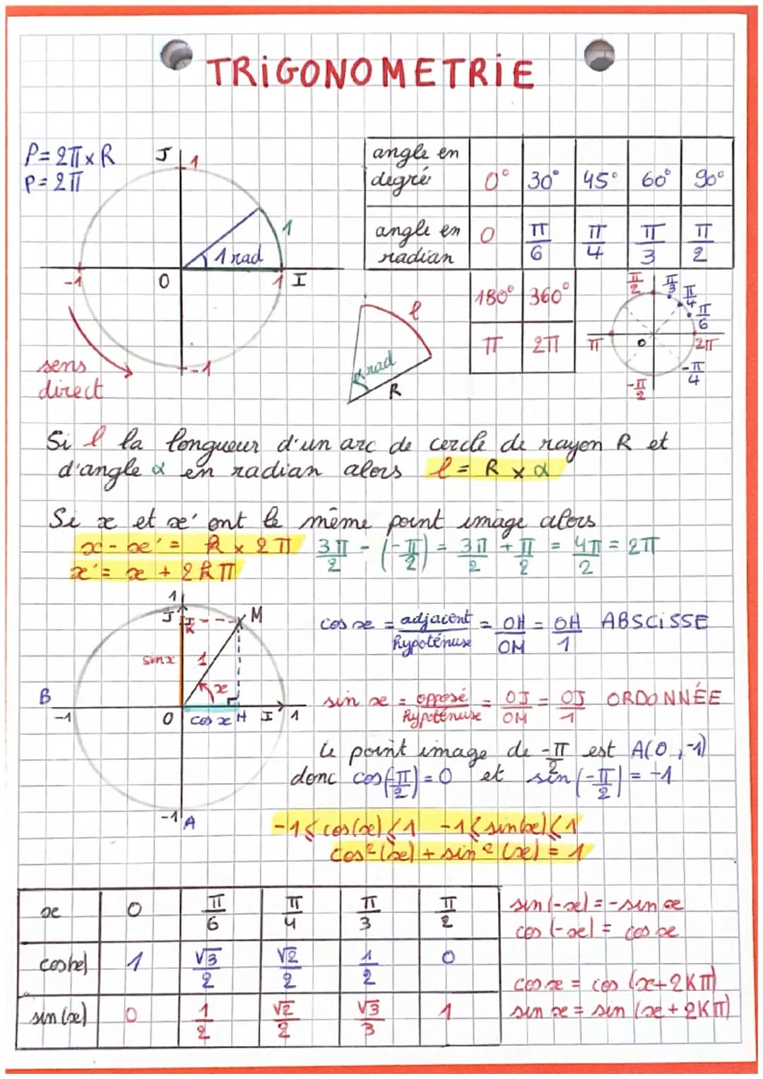 # TRIGONOMETRIE

P=2xR
P=211

J1

angle en
degré

0° 30° 45° 60° 90°

1

1 rad

angle en o
radian

T TT ㅠㅠ
6 4

0

32

180° 360°

sens
direc
