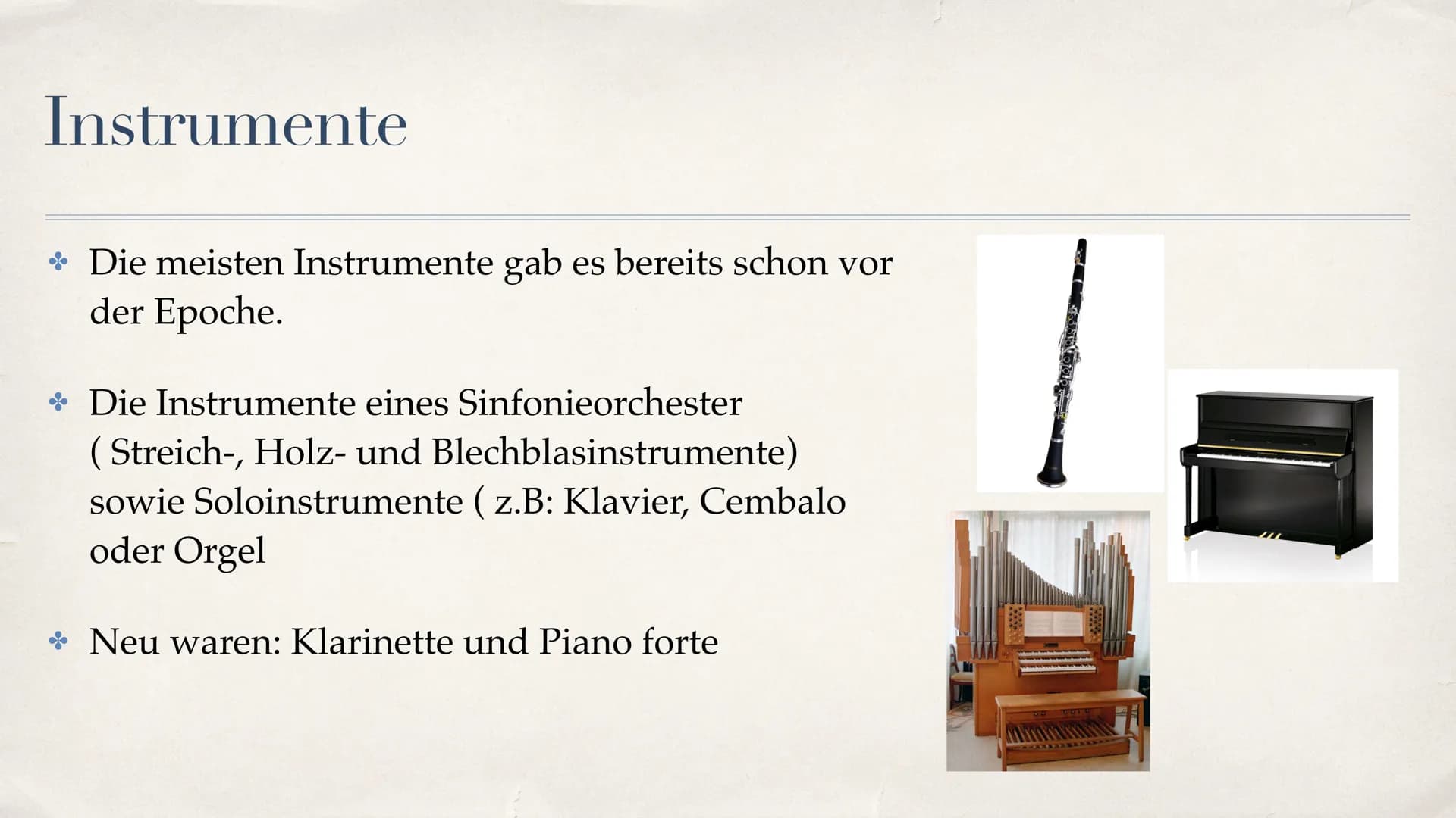 Klassik Gliederung
* Begriffserklärung
* Zeitliche Einordnung
* Hauptkomponisten
* Musikalische Merkmale (Instrumente, Sonatenhauptsatzform,