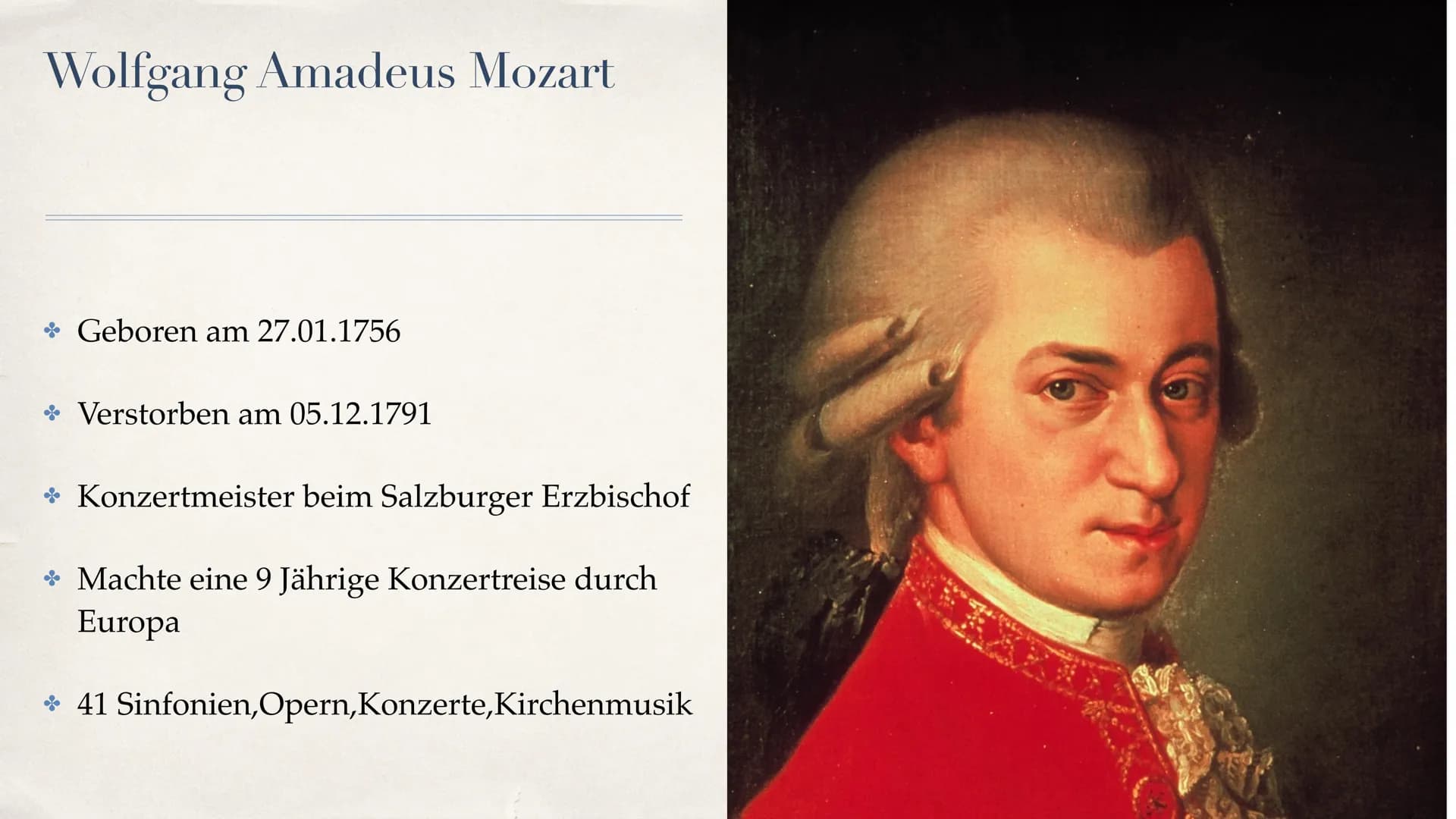 Klassik Gliederung
* Begriffserklärung
* Zeitliche Einordnung
* Hauptkomponisten
* Musikalische Merkmale (Instrumente, Sonatenhauptsatzform,