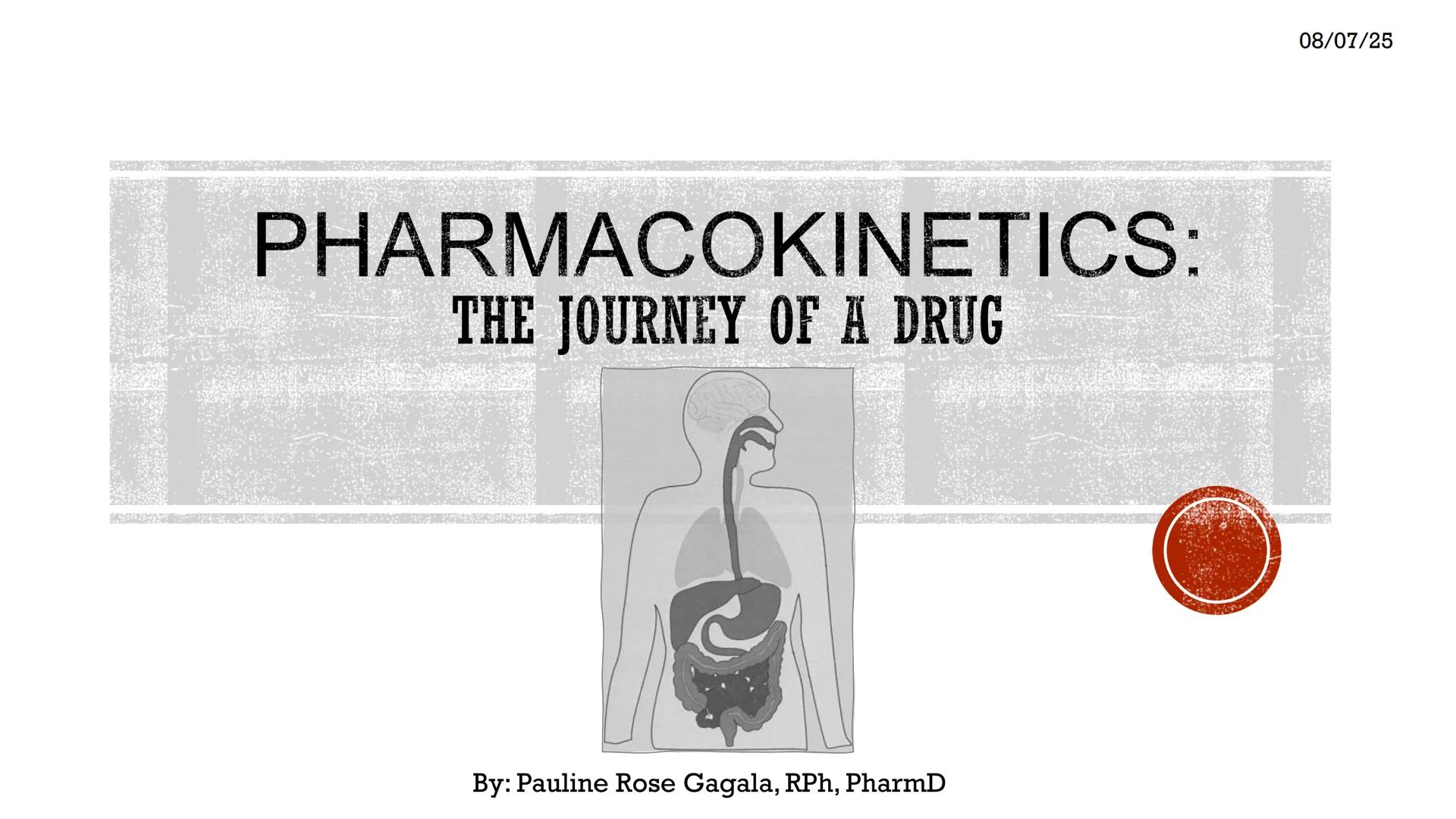 PHARMACOKINETICS:
THE JOURNEY OF A DRUG
By: Pauline Rose Gagala, RPh, PharmD
08/07/25 LADME
profile of Pharmacokinetics
WHAT IS
PHARMACOKINE