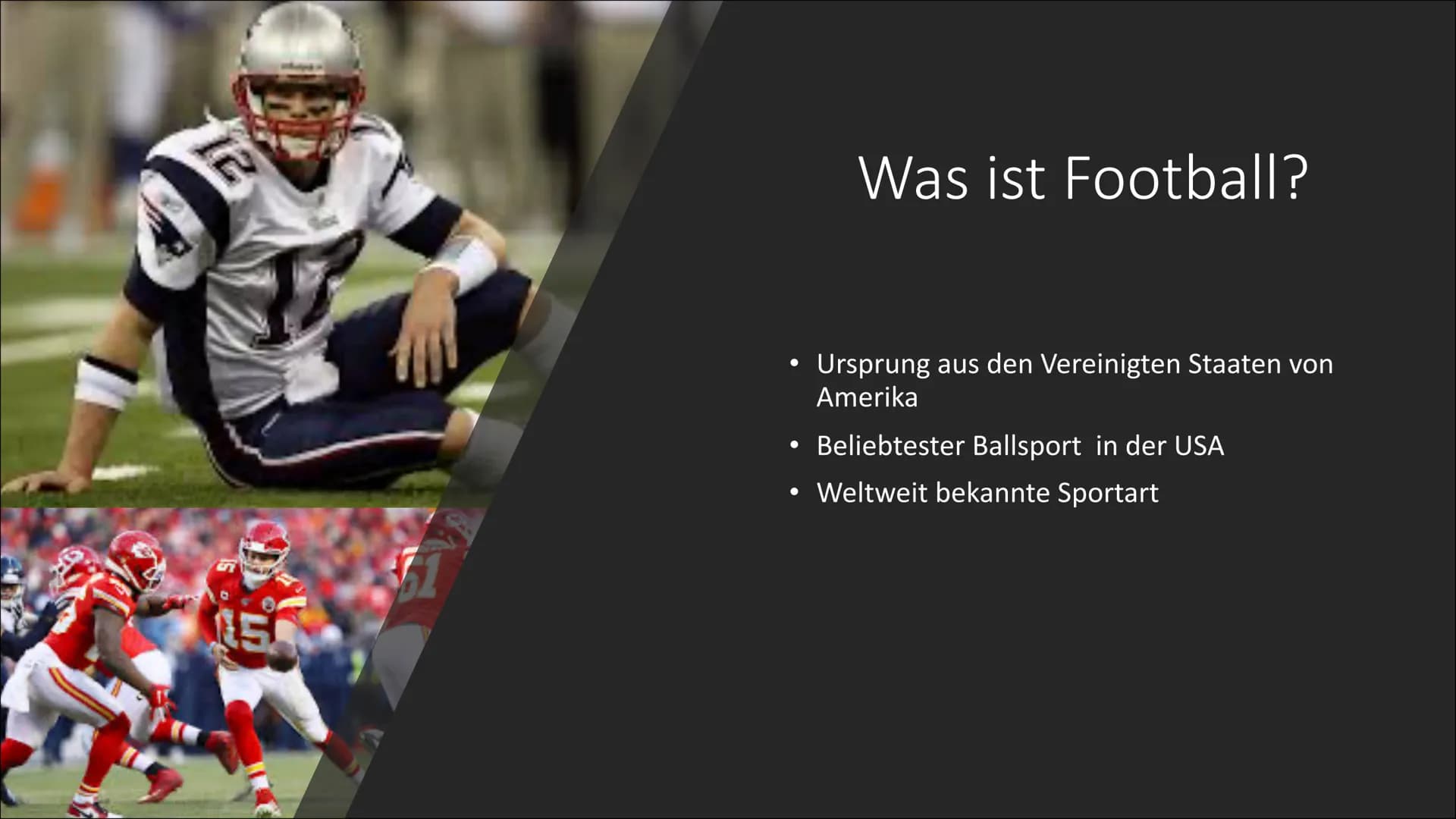 
<h2>Was ist Football? + Geschichte</h2>
<p>American Football hat seinen Ursprung in den Vereinigten Staaten von Amerika und ist dort der be