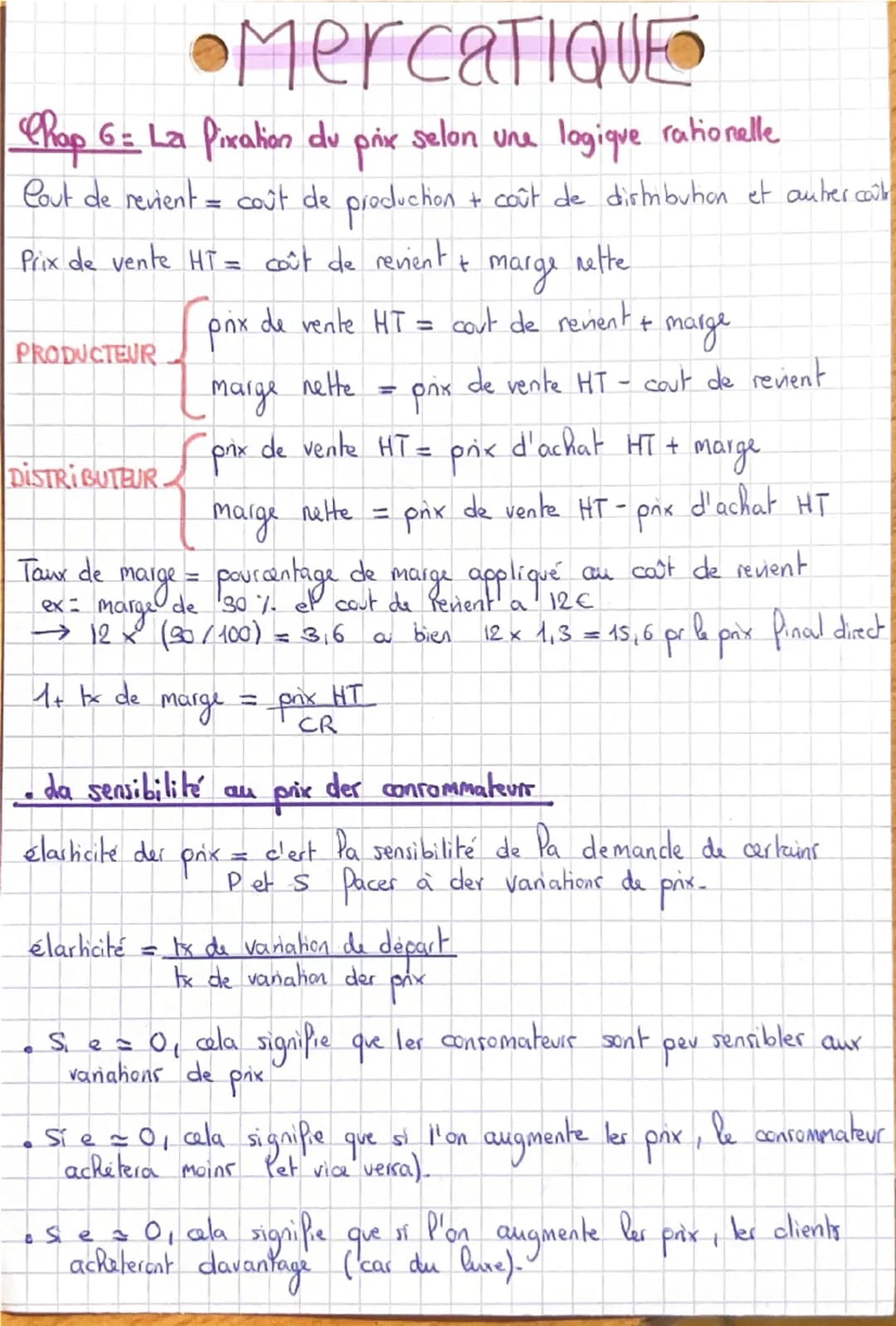 # MercatIQUE

Chap 6: La Pixation du prix selon une logique rationelle

Cout de revient = coût de production + coût de distribution et auber
