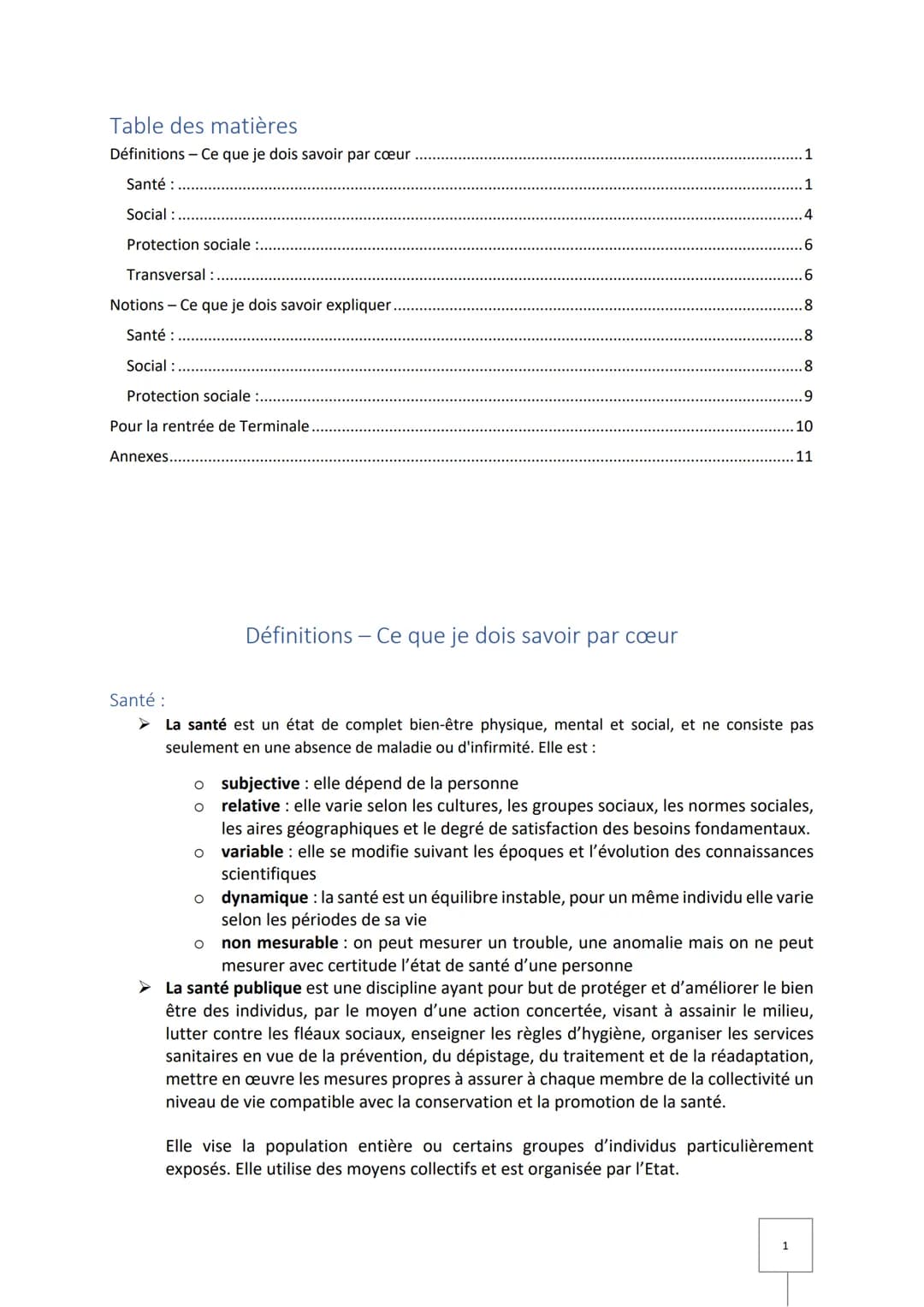2020-2021

Première ST2S

Bilan du pôle thématique

M. NADIN
LYCEE TECHNOLOGIQUE CARREL Table des matières

Définitions - Ce que je dois sav