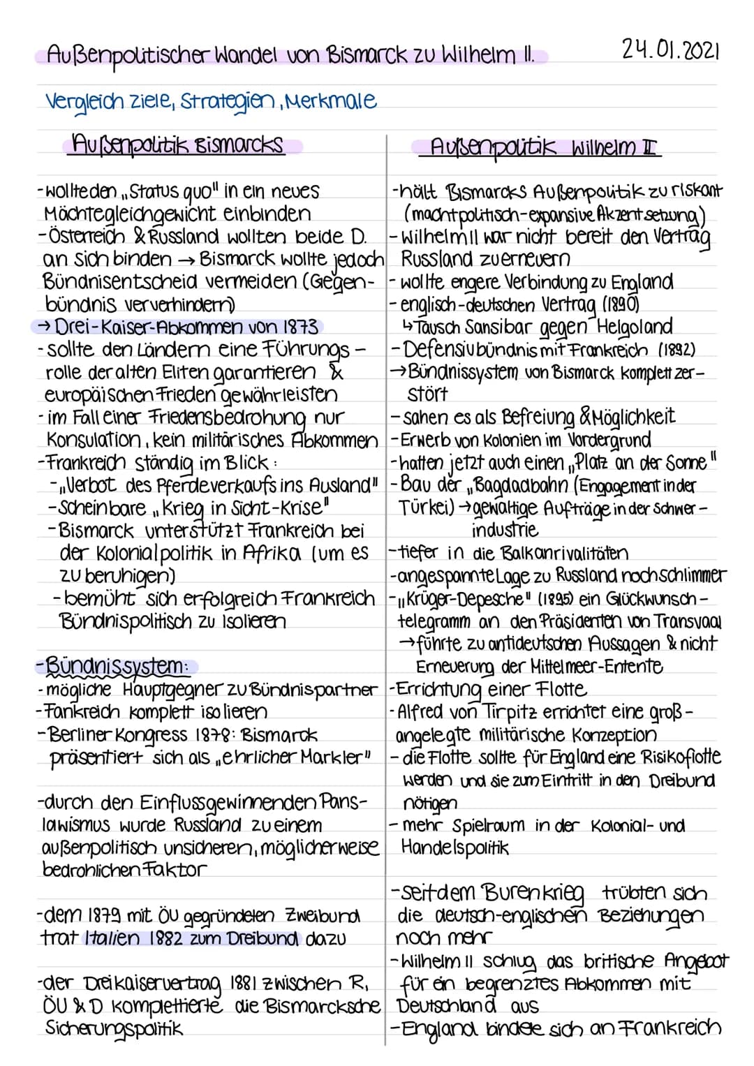 # Außenpolitischer Wandel von Bismarck zu Wilhelm II.

Vergleich ziele, Strategien, Merkmale

## Außenpolitik Bismarcks

-wollte den „Status